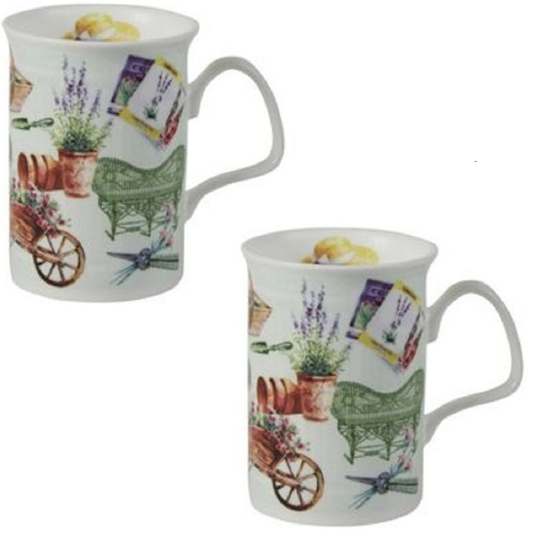 Angle. Jiallo - Roy Kirkham Lancaster Mug -IN THE GARDEN, Set of 6, Made in England - Mutli color.