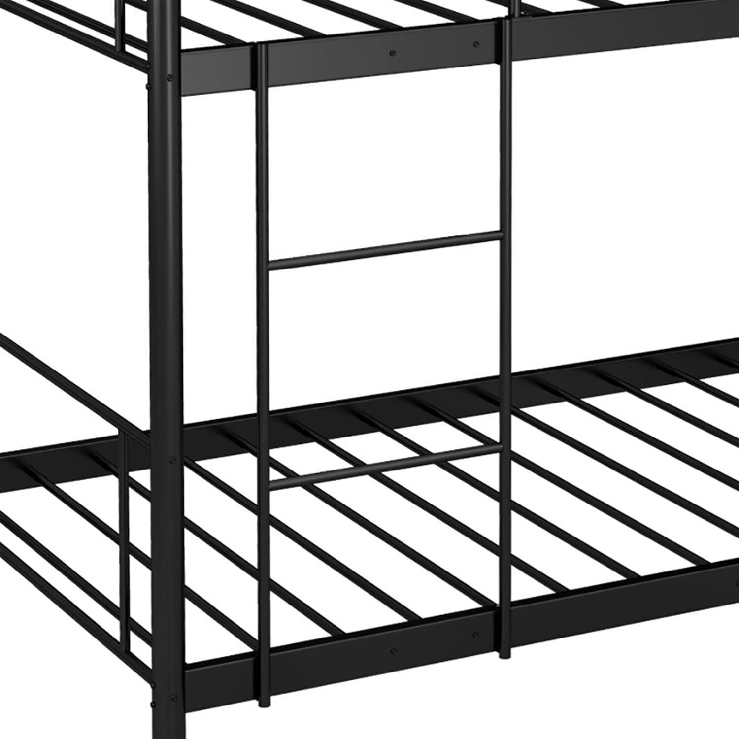 Alt View 6. Pefilos - Metal Bunk Bed Frame Twin Over Twin with Ladder and Full-length Guardrails, Heavy Duty Metal Bed Frame - Black.