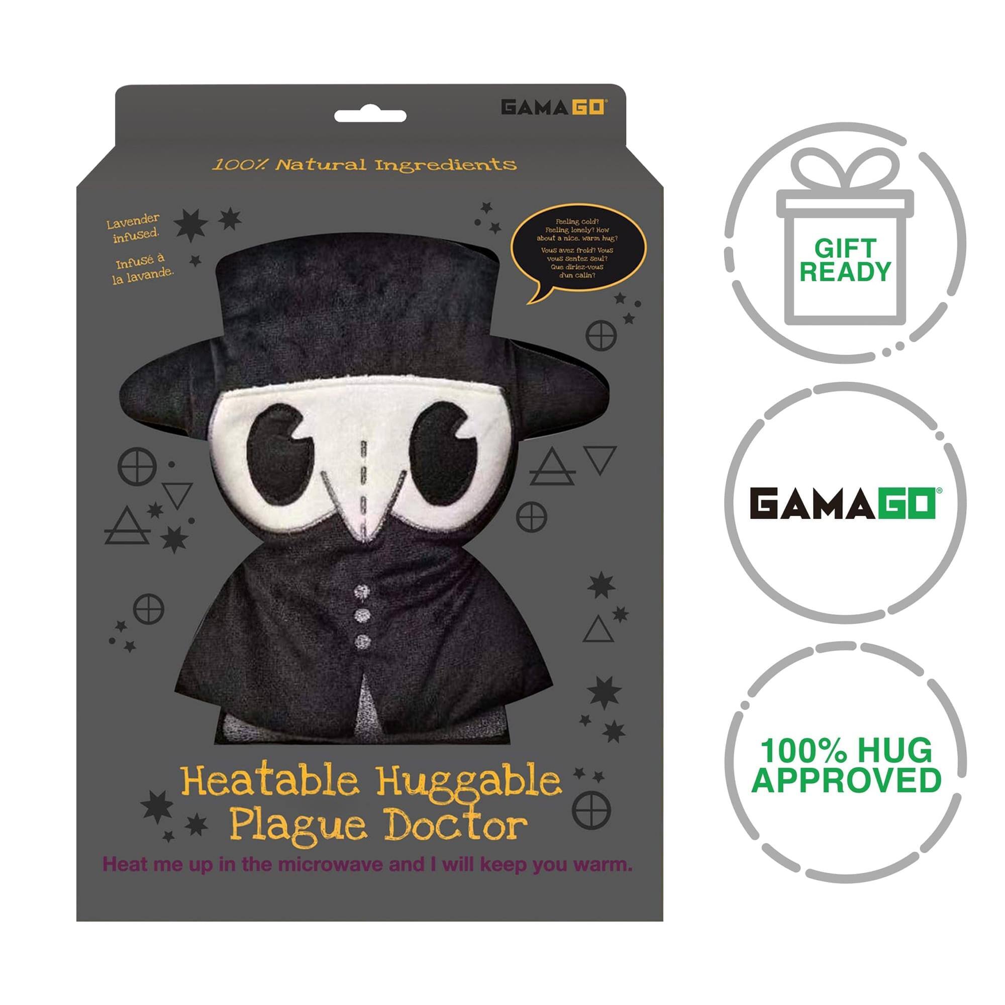 GAMAGO 100% Natural Ingredients Lavender Infused Infuse a la lavande. Heatable Huggable Plague Doctor Heat me up in the microwave and I will keep you warm. 100% HUG APPROVED GIFT READY