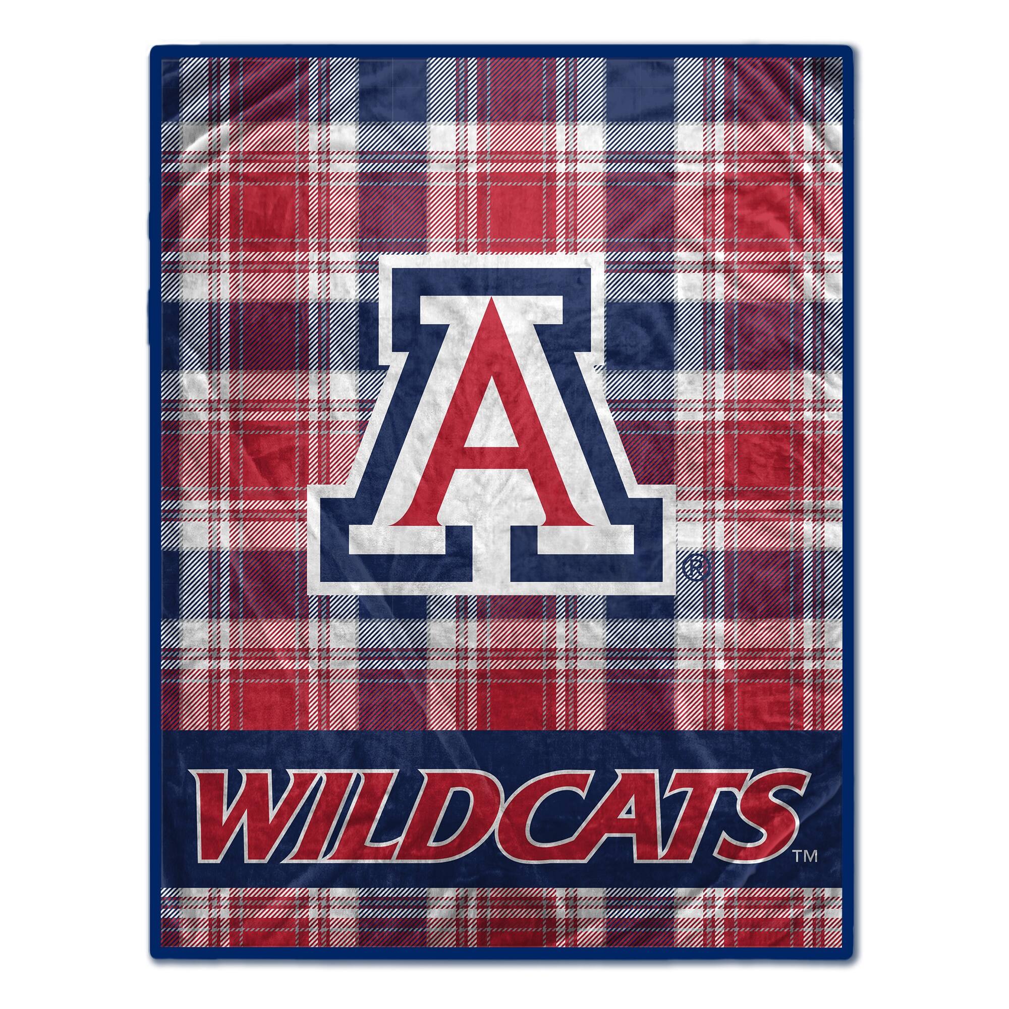 Front. Pegasus - Arizona Wildcats 66" x 95" Oversized Plaid FAN-mily Ultra Cozy Blanket - Multicolor.