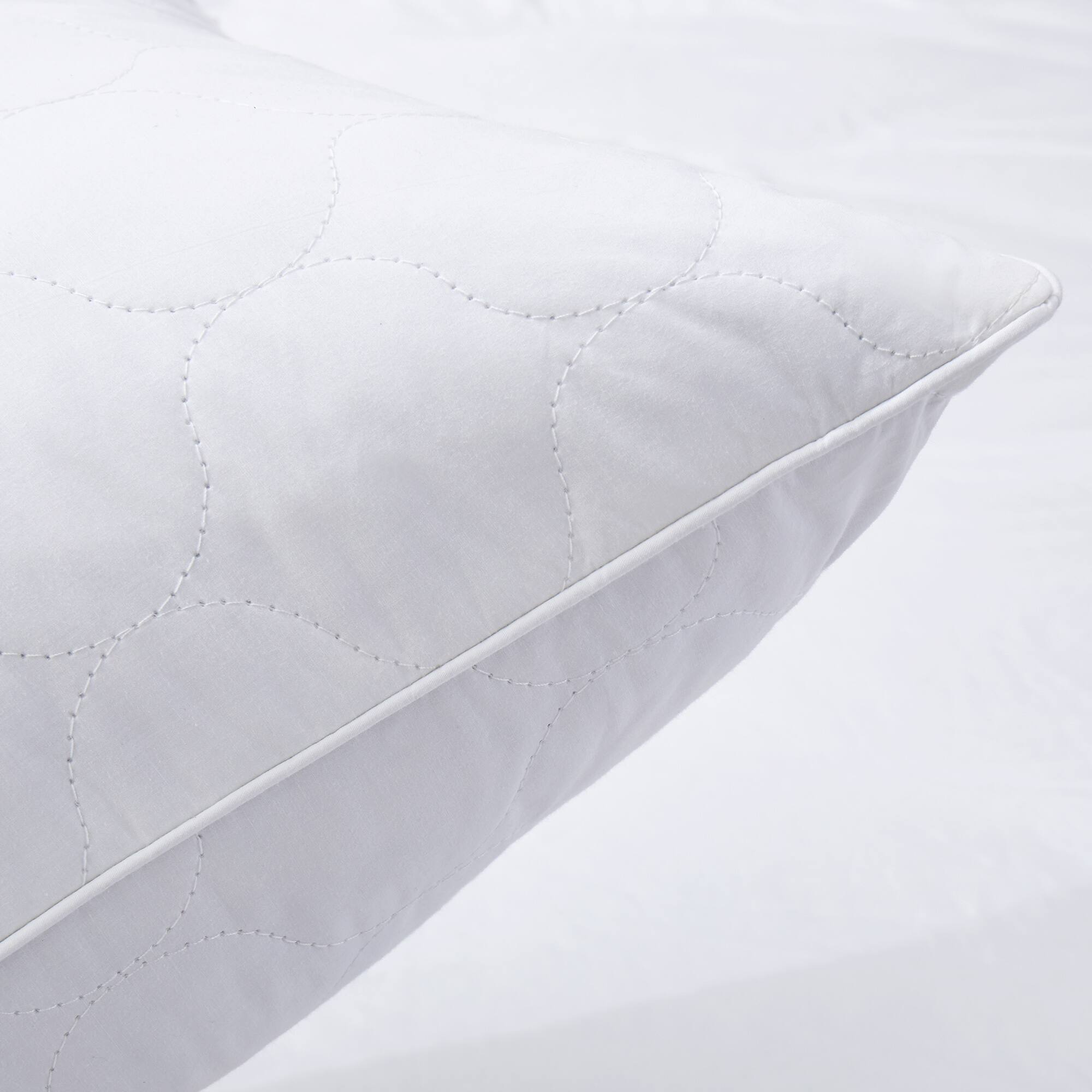 Alt View 1. Peace Nest - Peace Nest Medium Firm Goose Feather Down Pillow with Quilted Cotton Cover Set of 2 - White.
