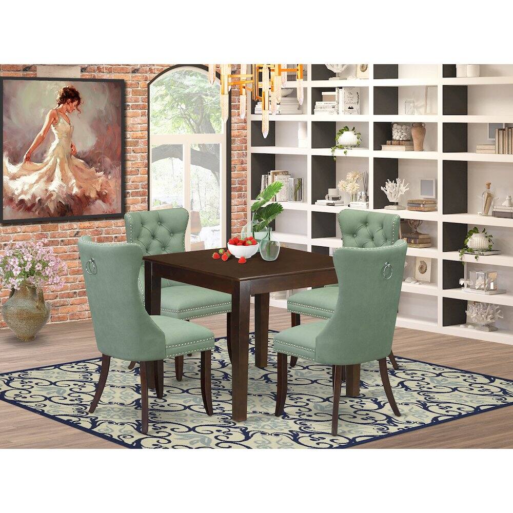 Alt View 7. East West Furniture - 5 Piece Dining Table Set for Small Spaces Consists of a Square Kitchen Table - Mahogany.