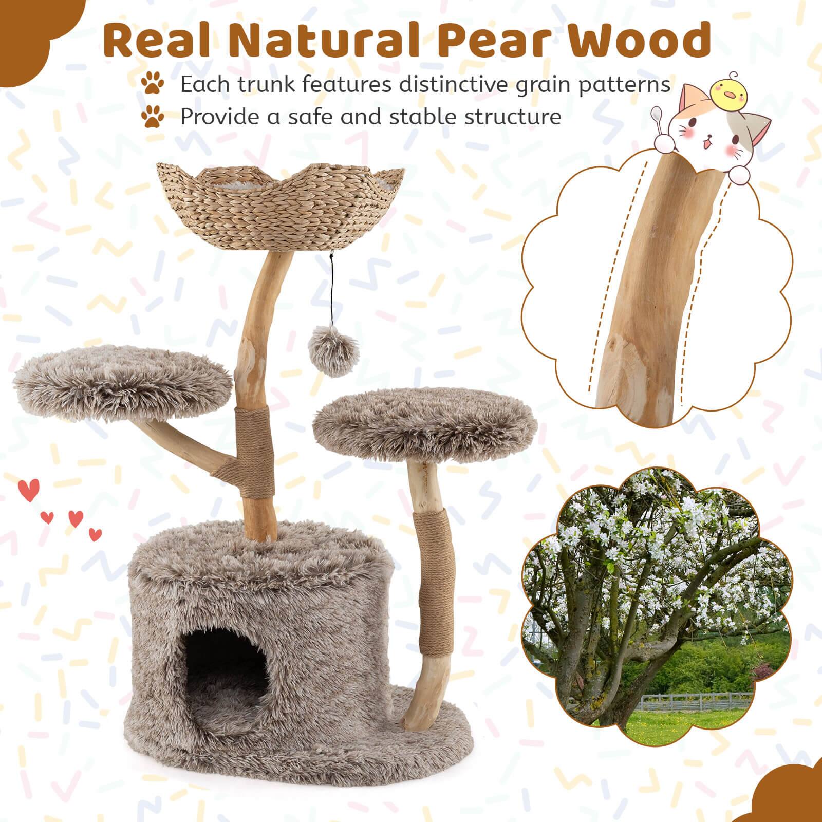 Real Natural Pear Wood  
Each trunk features distinctive grain patterns  
Provide a safe and stable structure