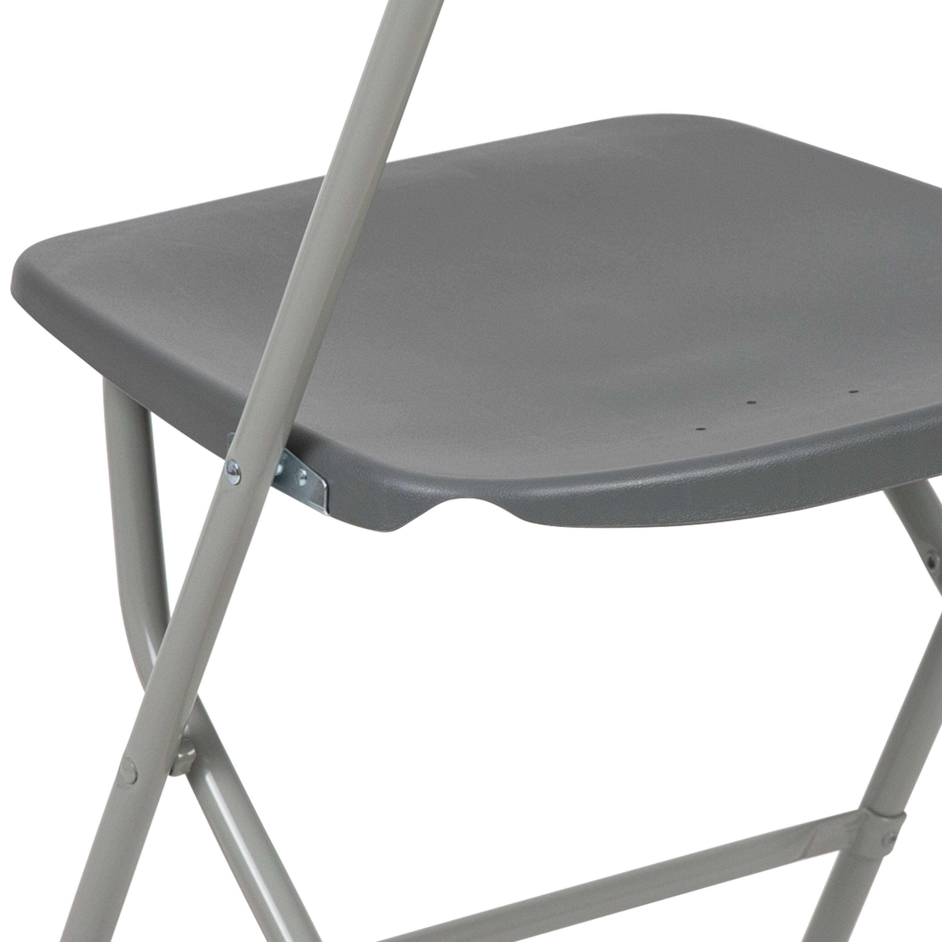 Alt View 10. Emma + Oliver - Set of 10 Stackable Folding Plastic Chairs - 650 LB Weight Capacity - Grey.