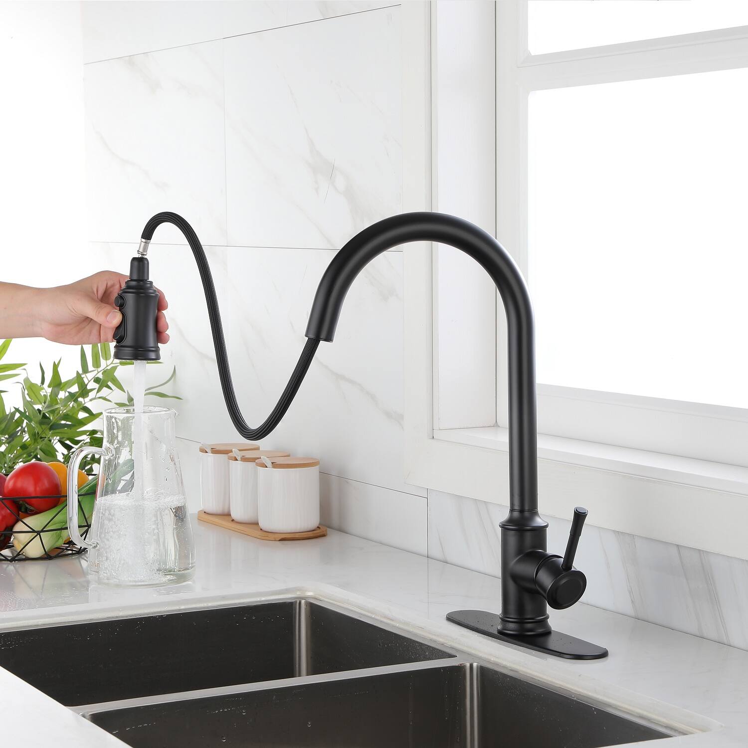 Alt View 1. APRILSOUL - Touch Kitchen Faucet with Pull Down Sprayer - Matte Black.