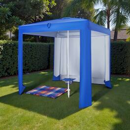 Hivvago - Outdoor Canopy Shelter with Adjustable Sidewall and Collapsible Table for Beach Trips - Blue