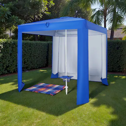 Front. Hivvago - Outdoor Canopy Shelter with Adjustable Sidewall and Collapsible Table for Beach Trips - Blue.