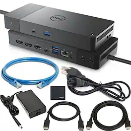 Dell - Thunderbolt Dock WD22TB4 with Cables Bundle - Black (Black)
