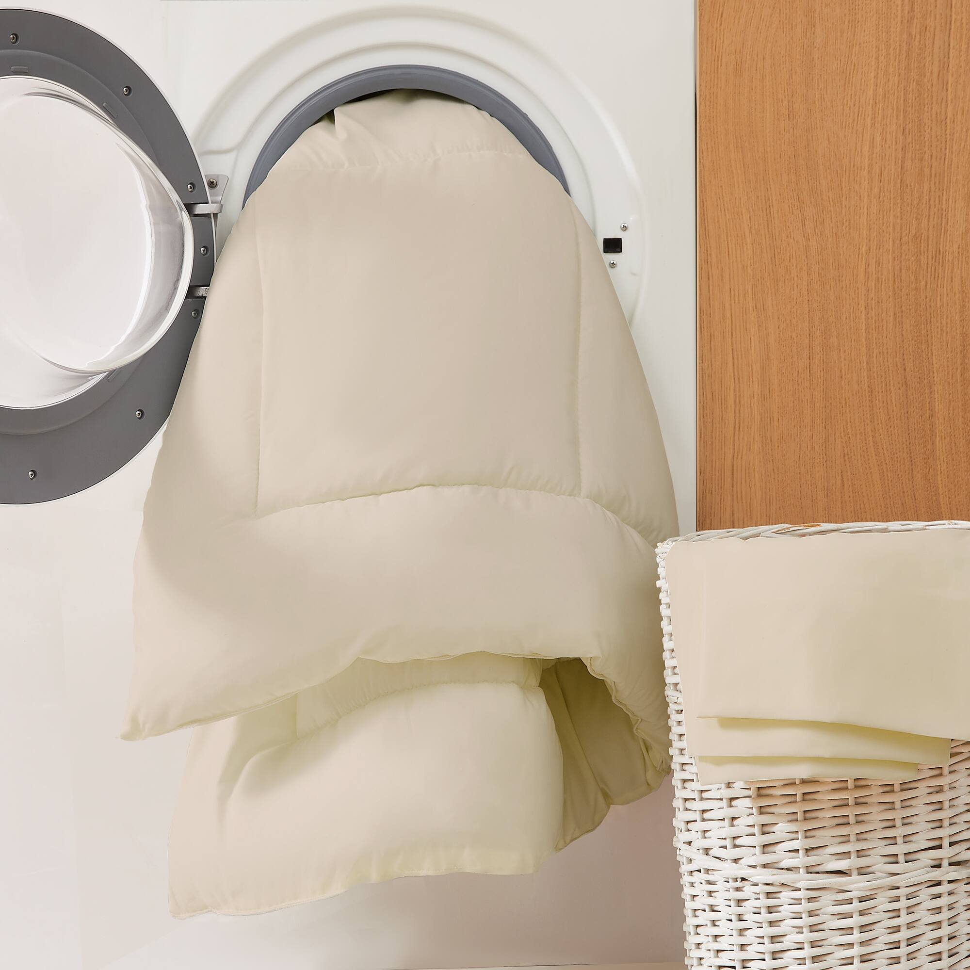 Alt View 1. Sweet Home Collection - All Season Reversible Bed-in-A-Bag Solid Color Comforter & Sheet Set, Twin XL - Beige.