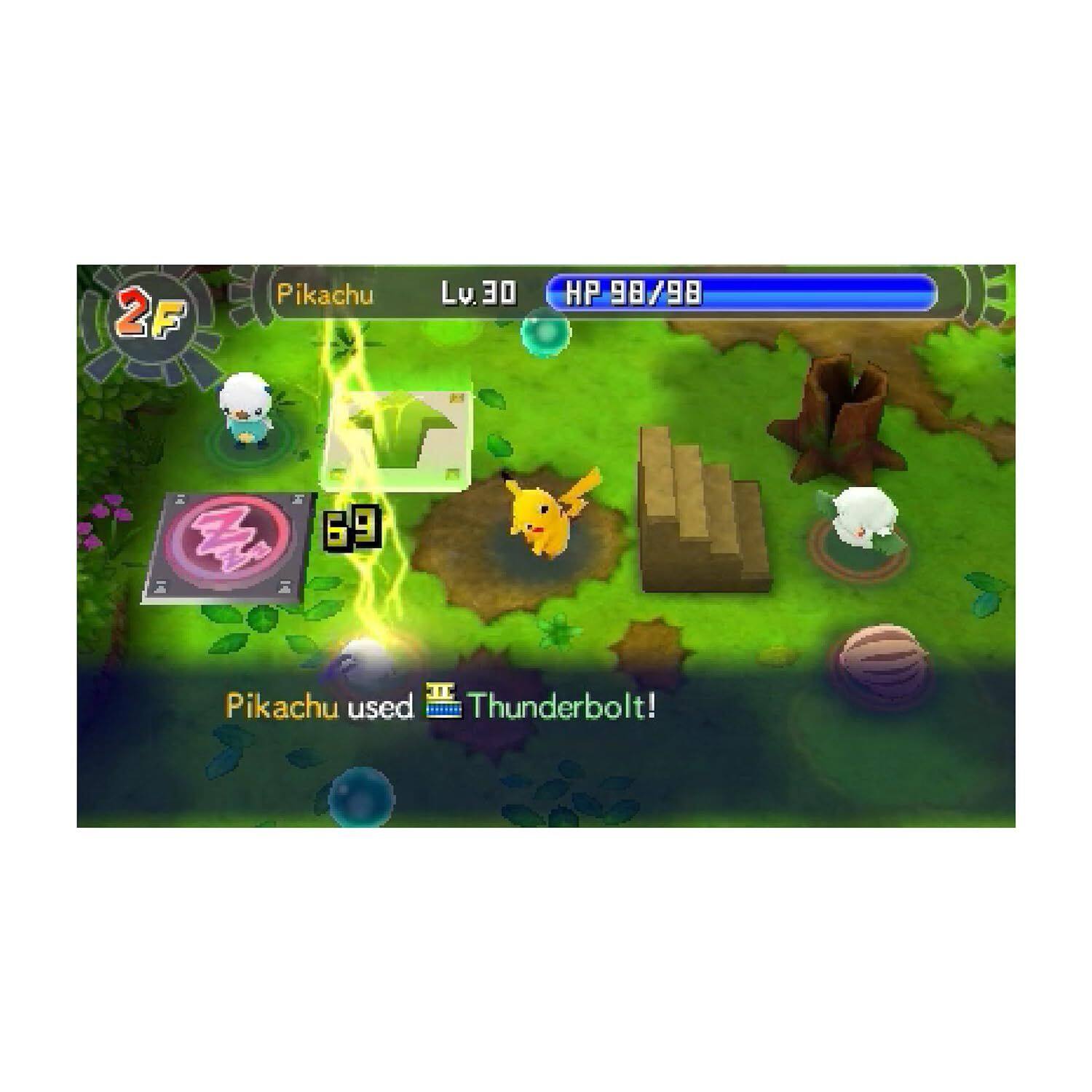 2F Pikachu Lv.30 HP 98/98  
Pikachu used Thunderbolt!