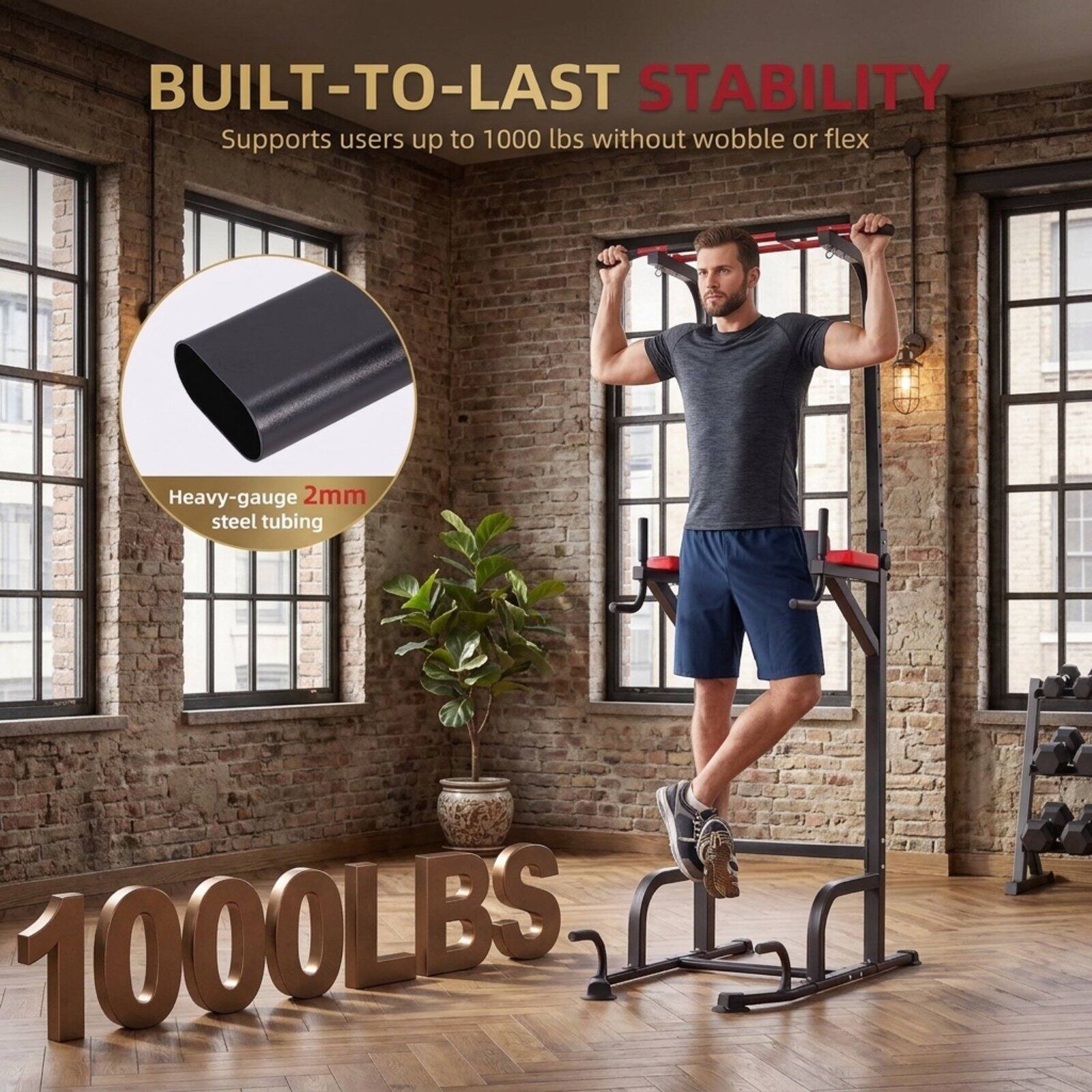 BUILT-TO-LAST STABILITY  
Supports users up to 1000 lbs without wobble or flex  
Heavy-gauge 2mm steel tubing  
1000LBS