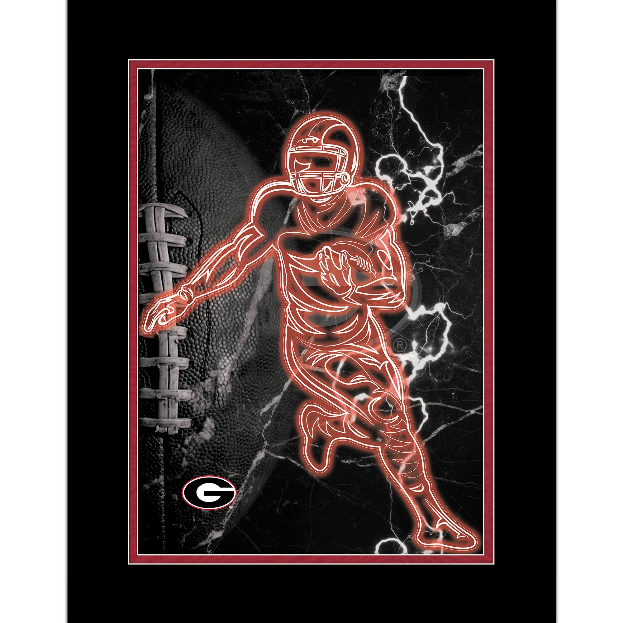 Black Georgia Bulldogs 12'' x 16'' Framed Neon Player Print