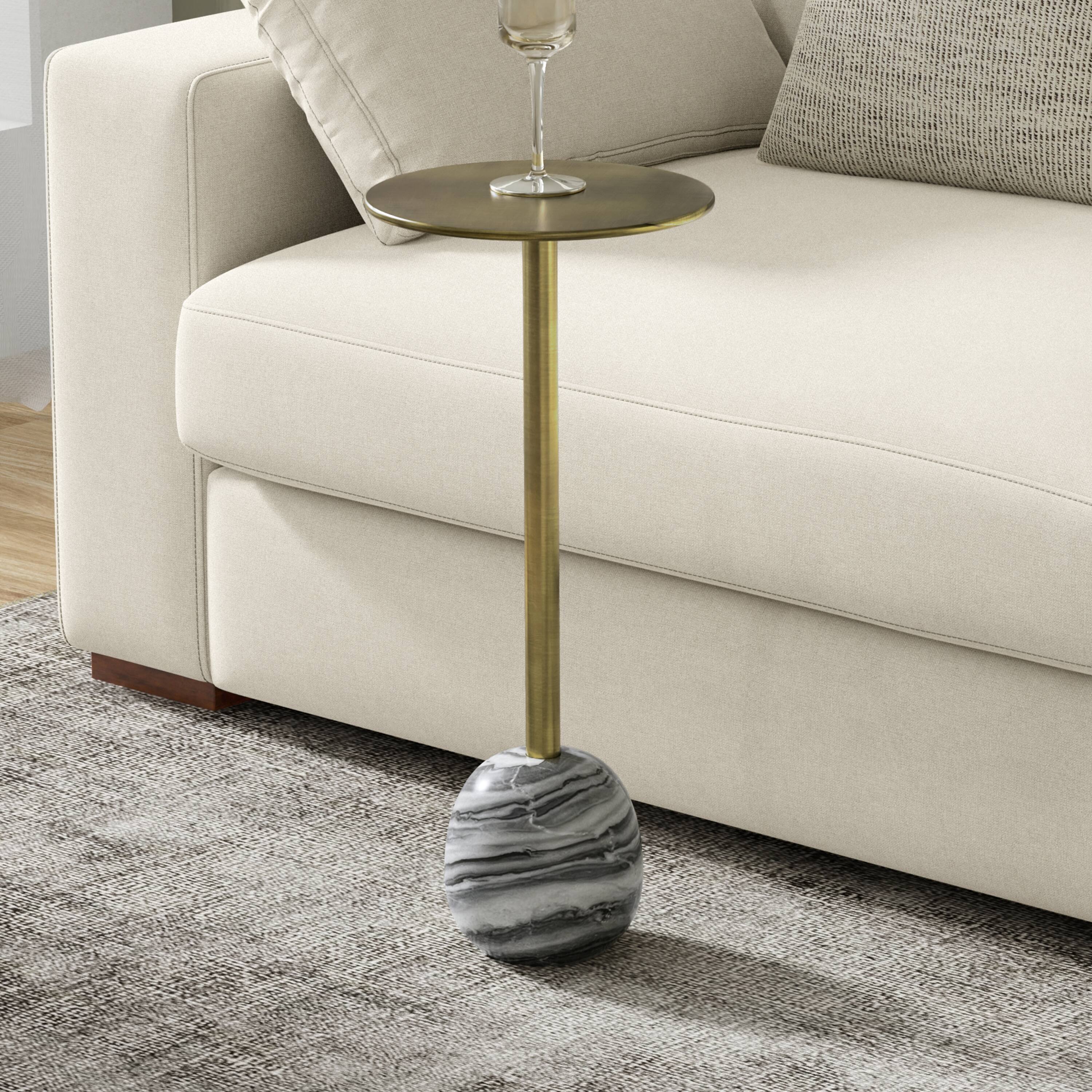 Angle. Simpli Home - Melene Modern Contemporary 12 inch Wide Metal Side Table in Gold/Grey - Gold/Grey.