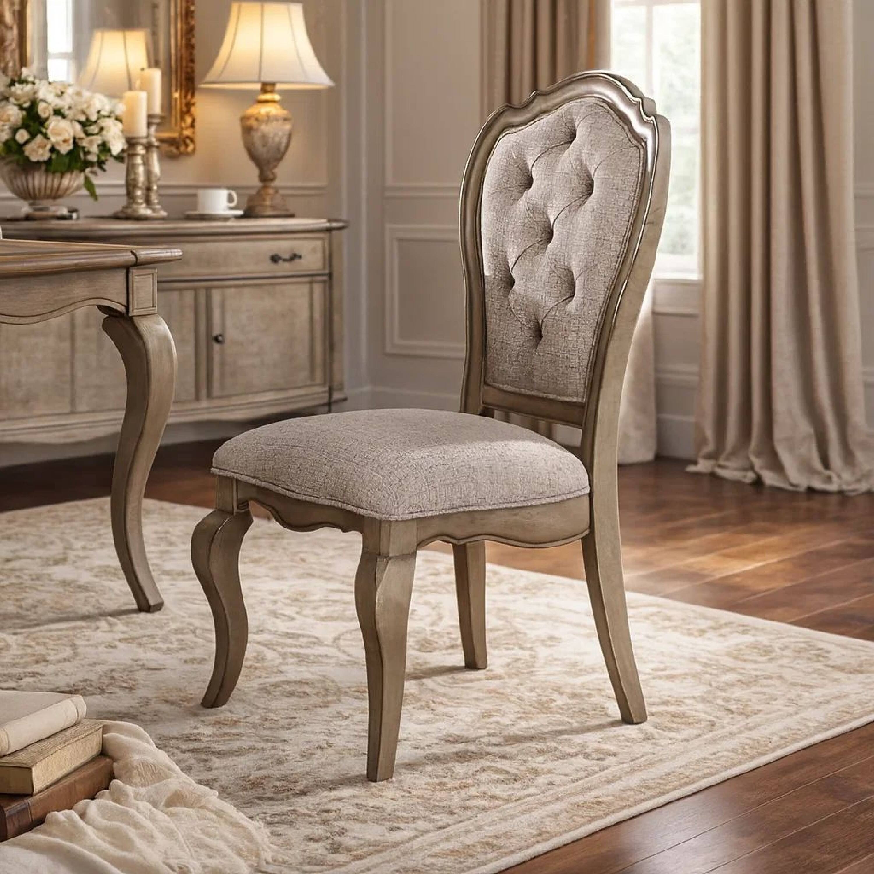 Alt View 7. Manhattan Lane - Button Tufted Upholstered Dining Side Chair, Set of 2 - Beige.