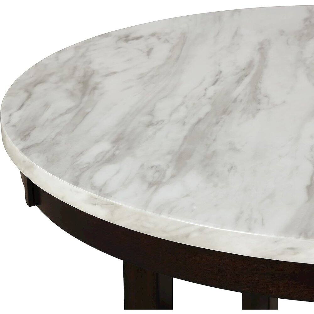 Left. New Classic Furniture - Furniture Celeste Round Wood Counter Table in Espresso - Espresso.