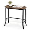 Costway - Narrow End Side Sofa Table Stable Steel Frame for Living Room Bedroom - Rustic Brown