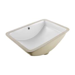 Undermount Bathroom Sink, 20.87x14.76 In Rectangular Ceramic Vessel Sink with Overflow Hole, Rectangle Small Space