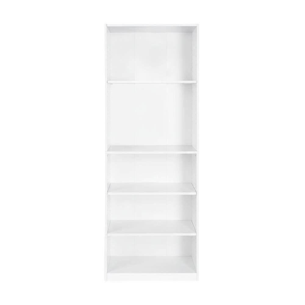 Back. FurniFact - White 5-Shelf Bookcase with Sturdy Shelving for Living Room Storage - White.