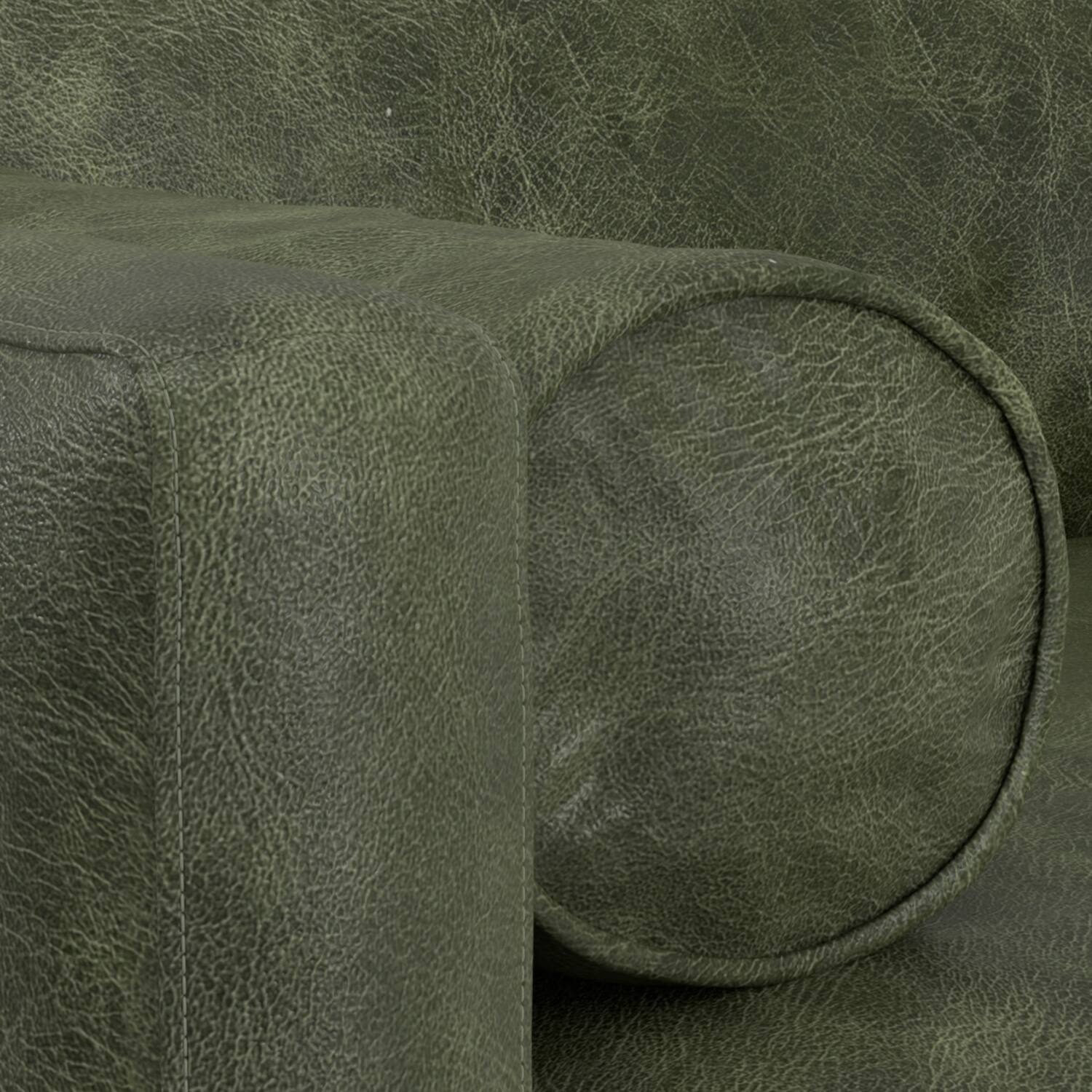 Alt View 2. Simpli Home - Morrison 89 inch Wide Mid-Century Modern Sofa in Moss Green Genuine Leather - Moss Green.