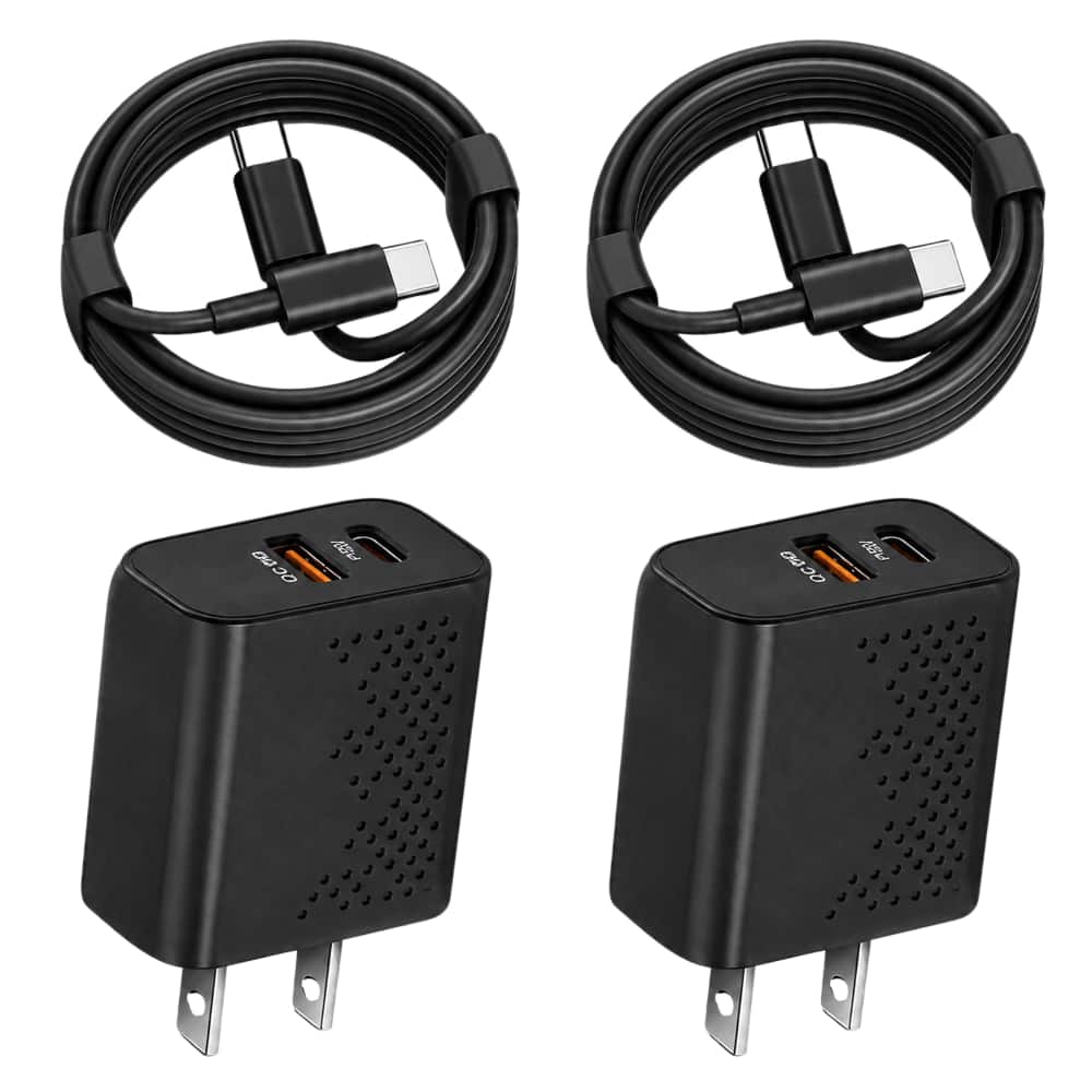 Qixxronics - 2PCS 35W Super Fast Charger TypeC, 3FT USB-C Cable for iPhone 17 16 15, iPad Pro, Samsung Galaxy, Android, Tablet, Pixel - Black