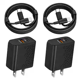 Qixxronics - 2PCS 35W Super Fast Charger TypeC, 3FT USB-C Cable for iPhone 17 16 15, iPad Pro, Samsung Galaxy, Android, Tablet, Pixel - Black