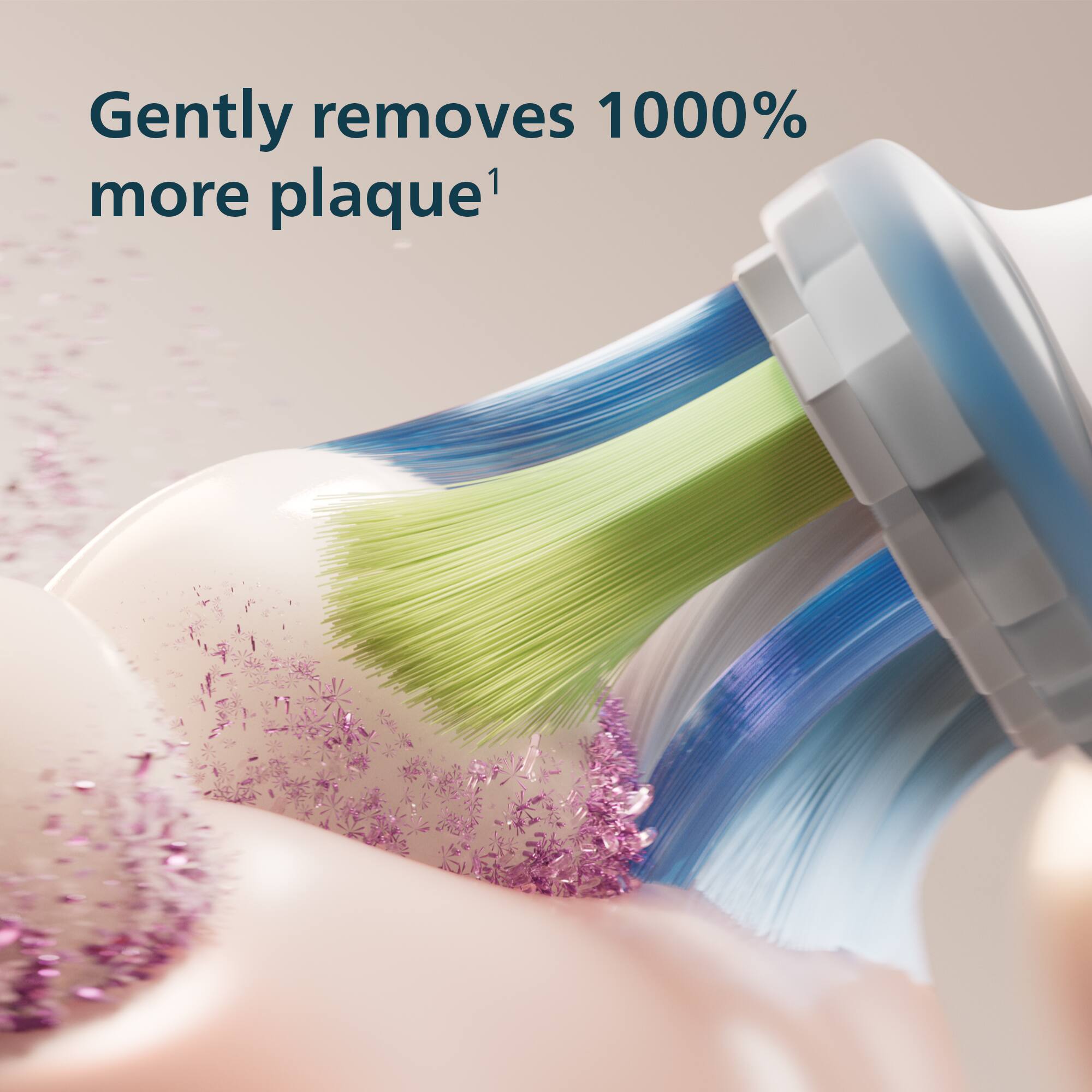 Gently removes 1000% more plaque¹