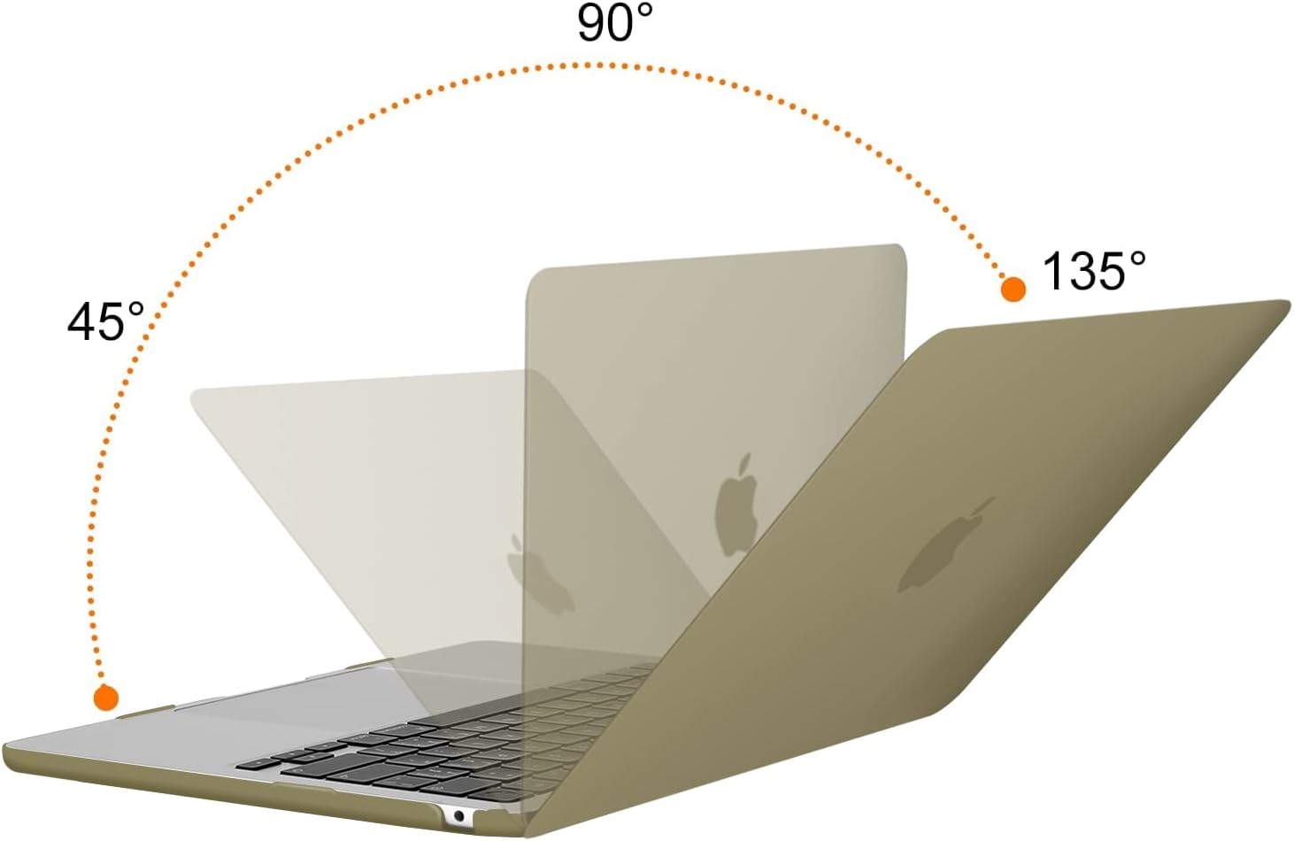Back. mosiso - Laptop Case for MacBook Air 13 inch Case M5 A3449 M4 A3240 M3 A3113 M2 A2681 2022-2026 - Olive Yellow.