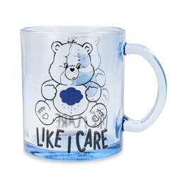 Silver Buffalo - Care Bears Grumpy Bear "Like I Care" Glass Coffee Mug | Holds 18 Ounces - Multi-Colored