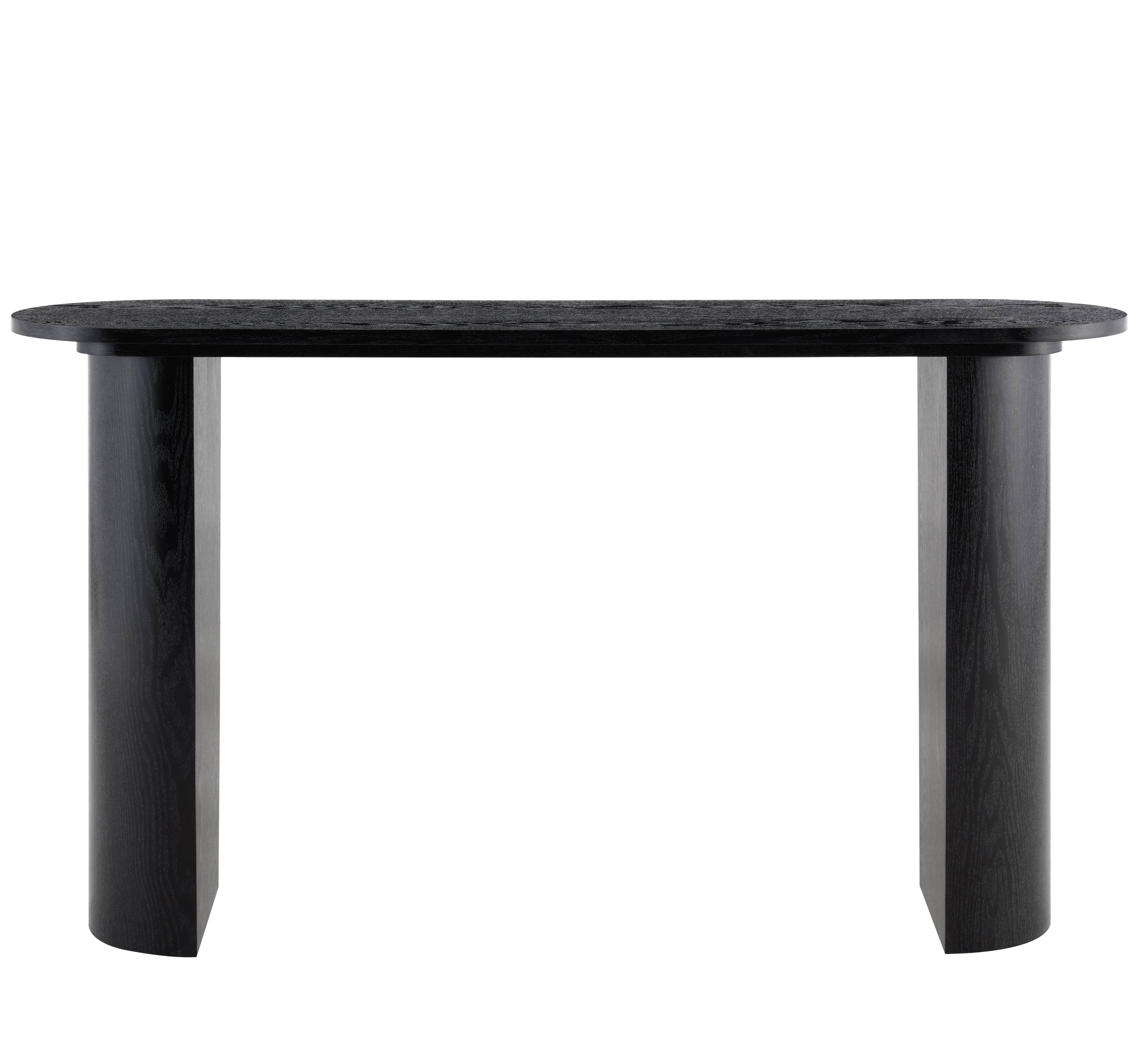 Alt View 7. Loheer - Loheer- 4.6ft Black Curved Foyer Table Minimalist Wood Grain Sofa Side Console Table for Small Entryway Spaces - Black.