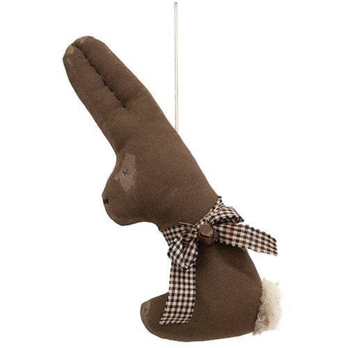Front. BreeBe - *Primitive Chocolate Bunny Ornament - Brown.