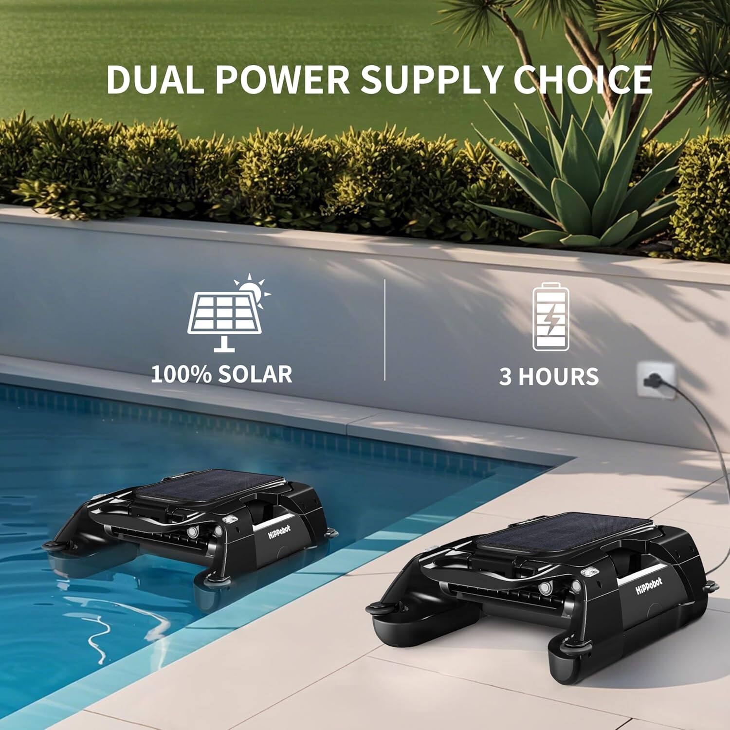 DUAL POWER SUPPLY CHOICE

100% SOLAR
3 HOURS

KPbot HiPPobot