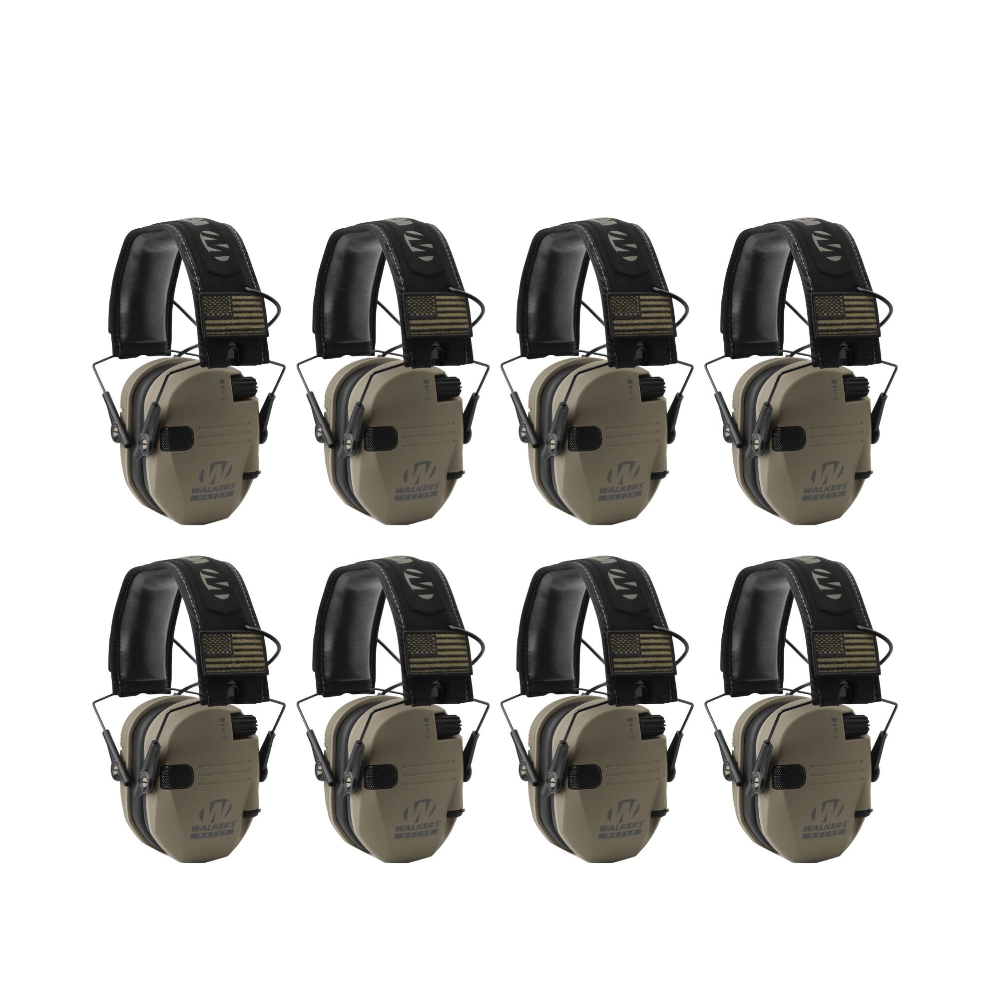 Walker’s - Walker's Razor Slim Ultra Low Profile Compact Design Earmuffs (FDE) 8-Pack - Khaki/Tan
