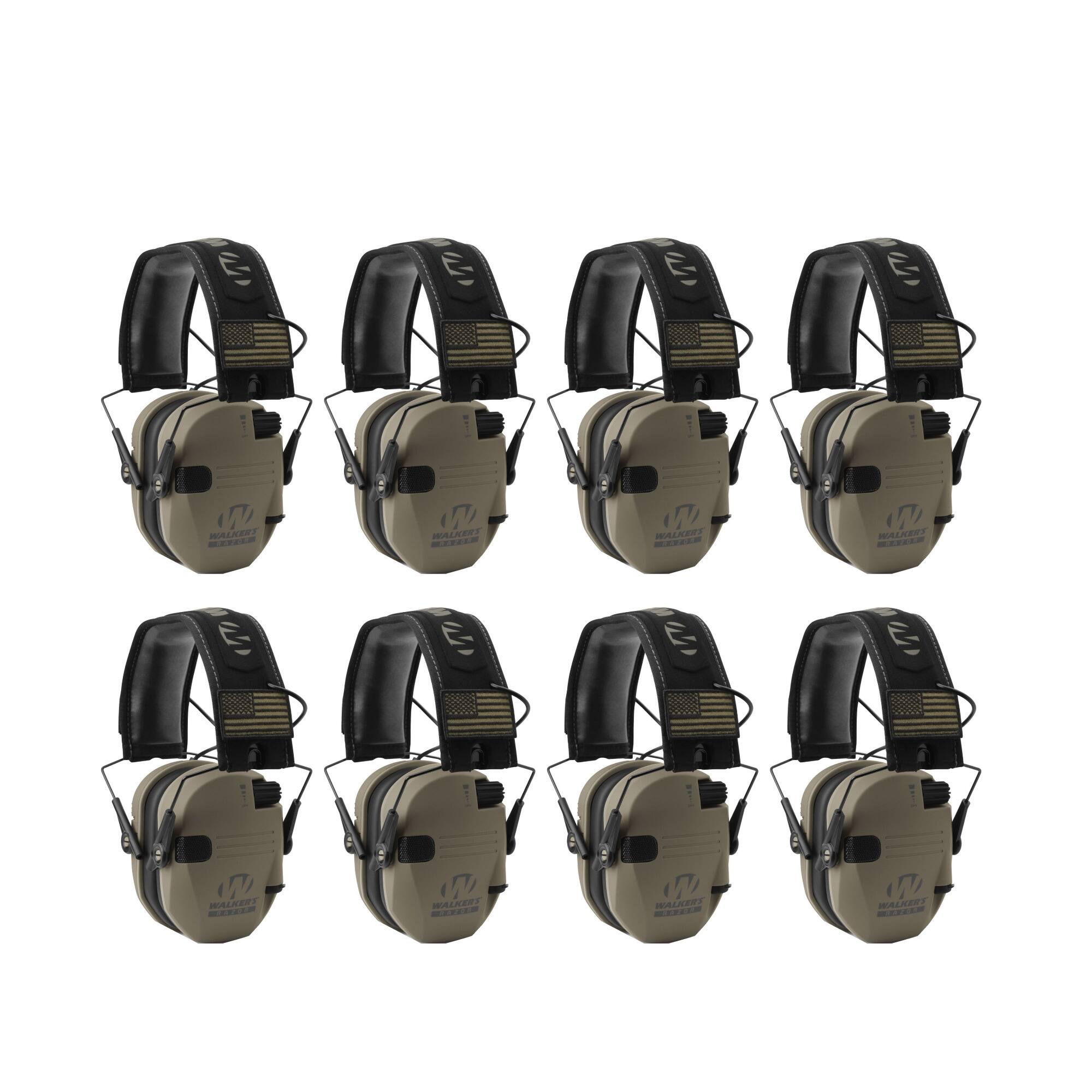 Walker’s - Walker's Razor Slim Ultra Low Profile Compact Design Earmuffs (FDE) 8-Pack - Khaki/Tan