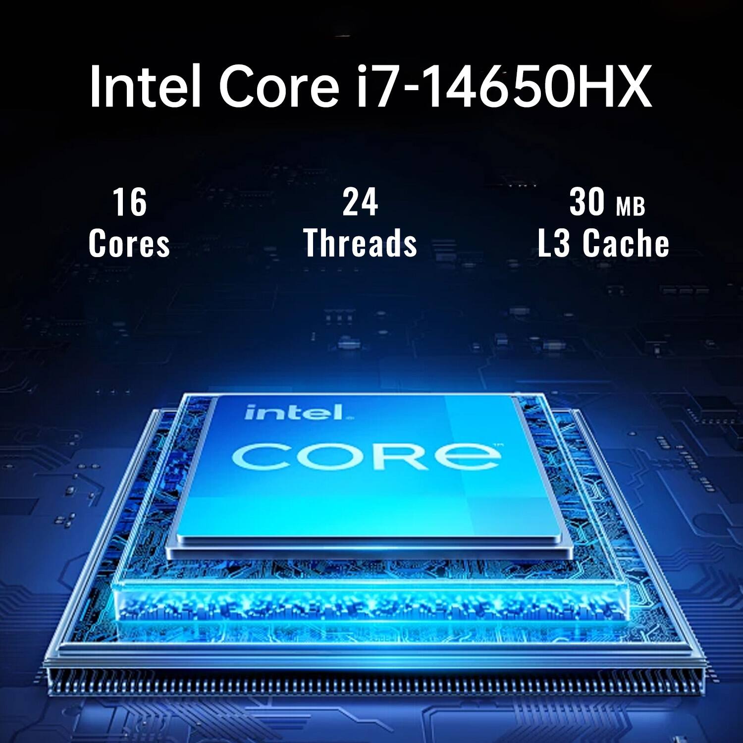 Intel Core i7-14650HX  
16 Cores  
24 Threads  
30 MB L3 Cache