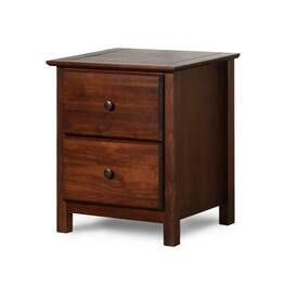 Hivvago - Farmhouse Solid Pine Wood 2 Drawer Nightstand - Brown