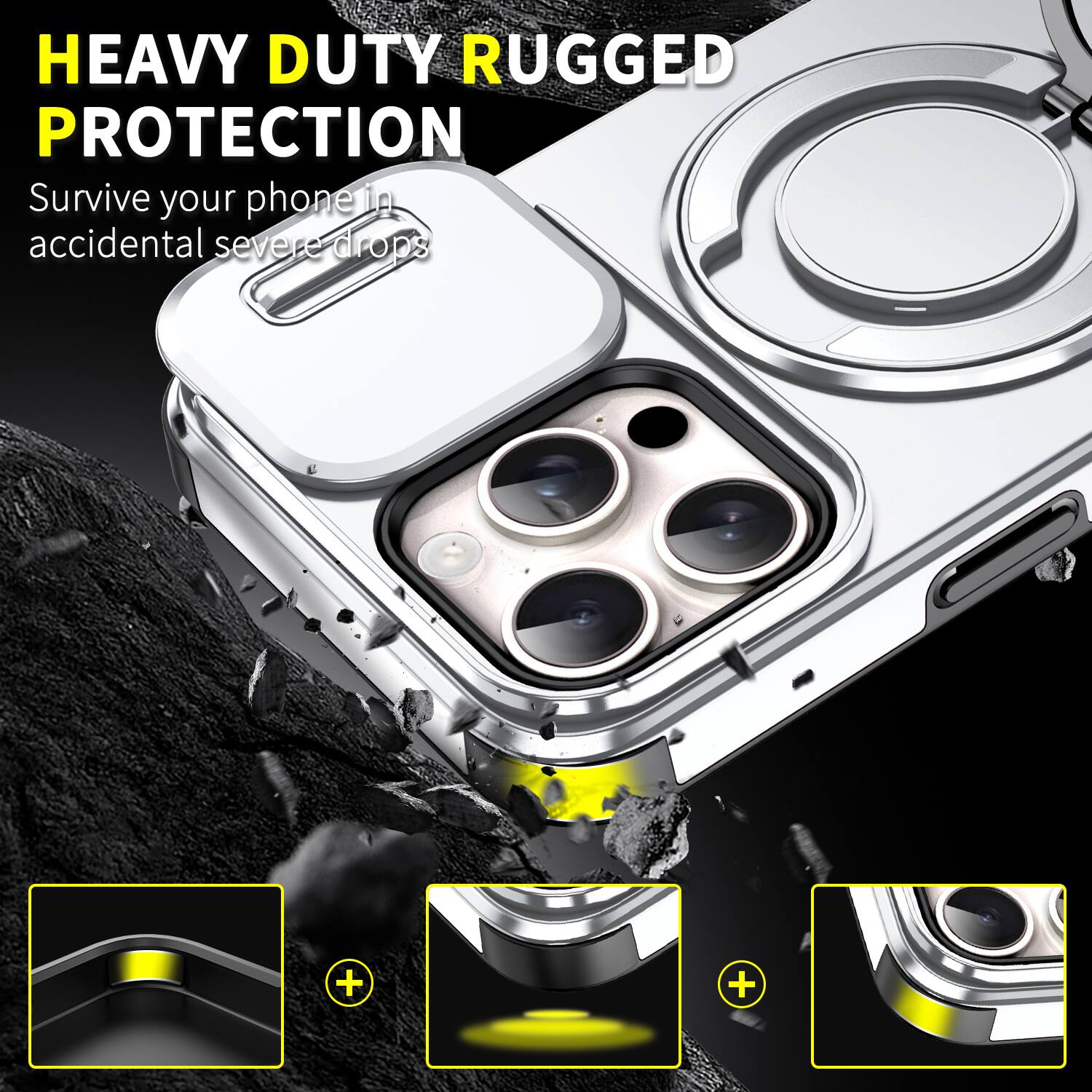 HEAVY DUTY RUGGED PROTECTION  
Survive your phone in accidental severe drops