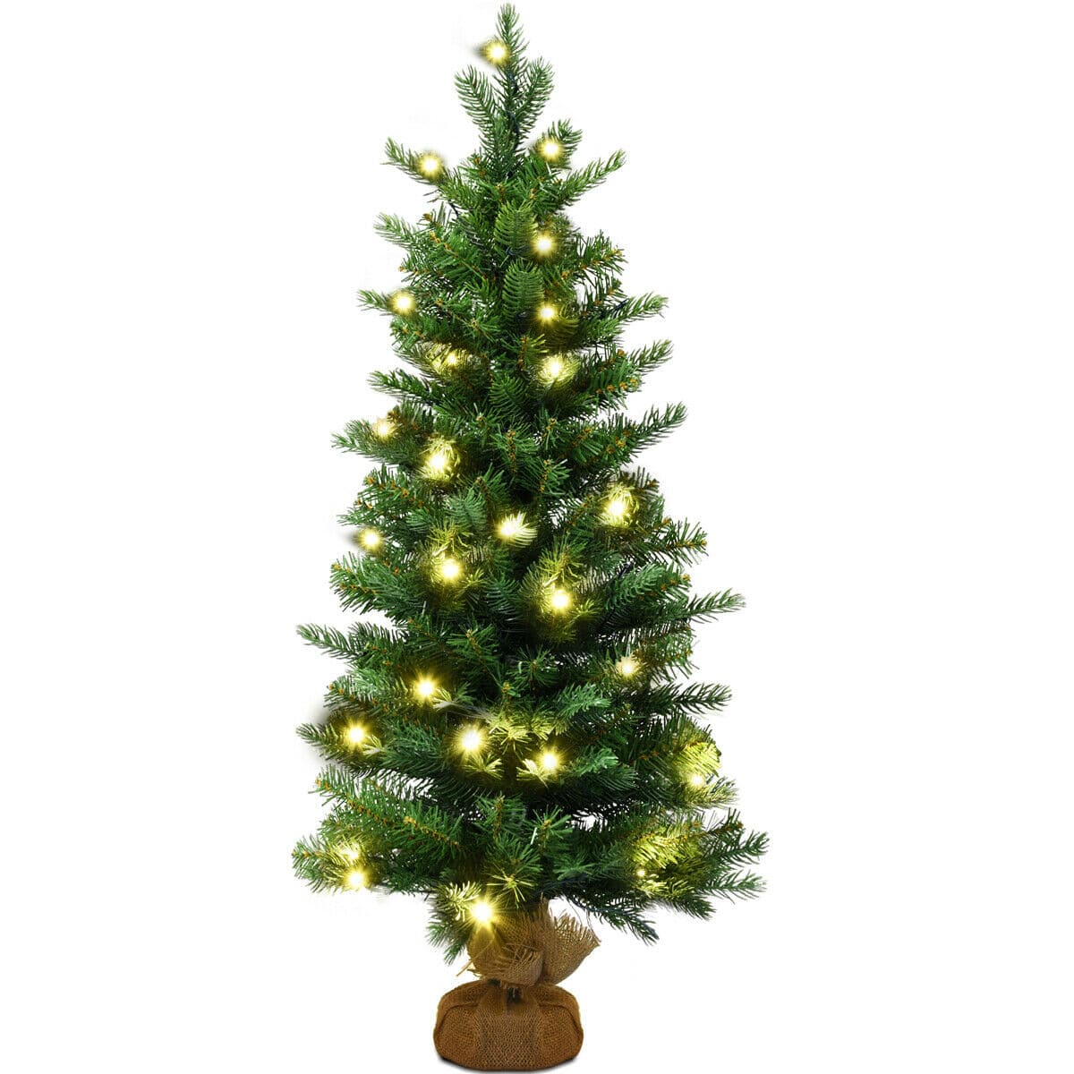 Ecooso - 3ft Tabletop Artificial Christmas Tree Battery Powered with LED Lights for Portable Decoration - Green