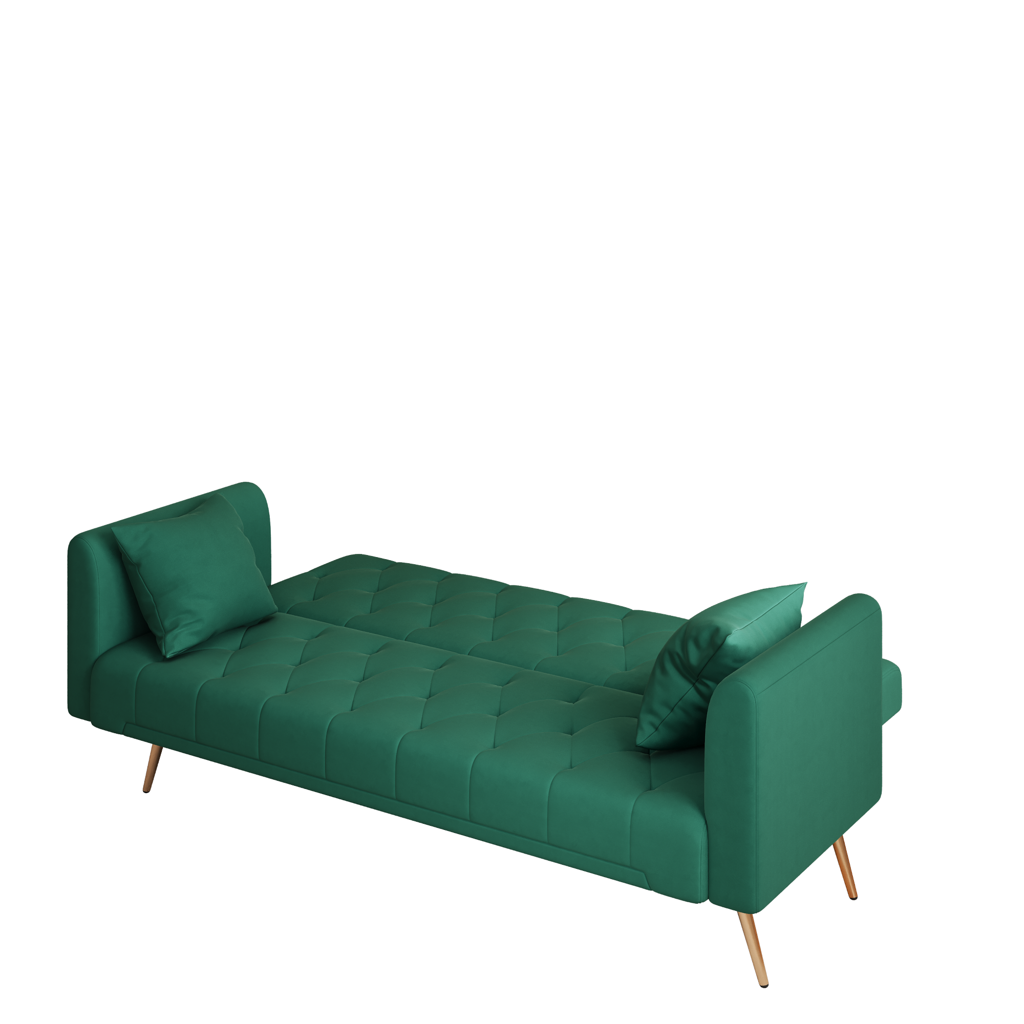 Alt View 9. GOODSILO - Convertible Velvet Sofa Bed with Adjustable Backrest for Small Spaces, Living Room and Office Use - Green.