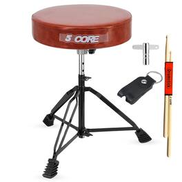 5 CORE - Drum Throne 3" Thick Padded Comfortable Guitar Stool Drummer Chair Adjustable Musician Seat - Brown