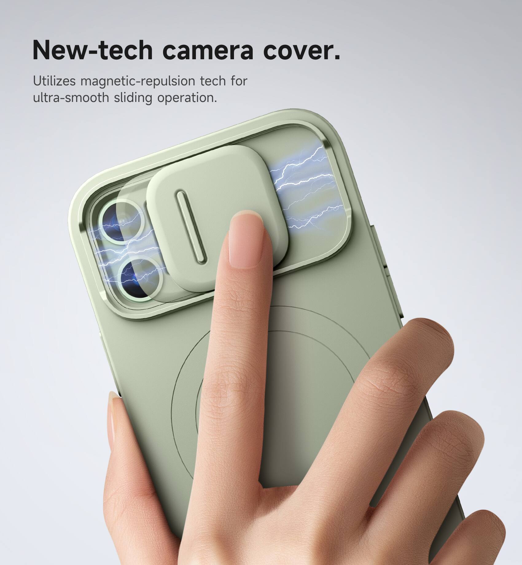 New-tech camera cover.  
Utilizes magnetic-repulsion tech for ultra-smooth sliding operation.