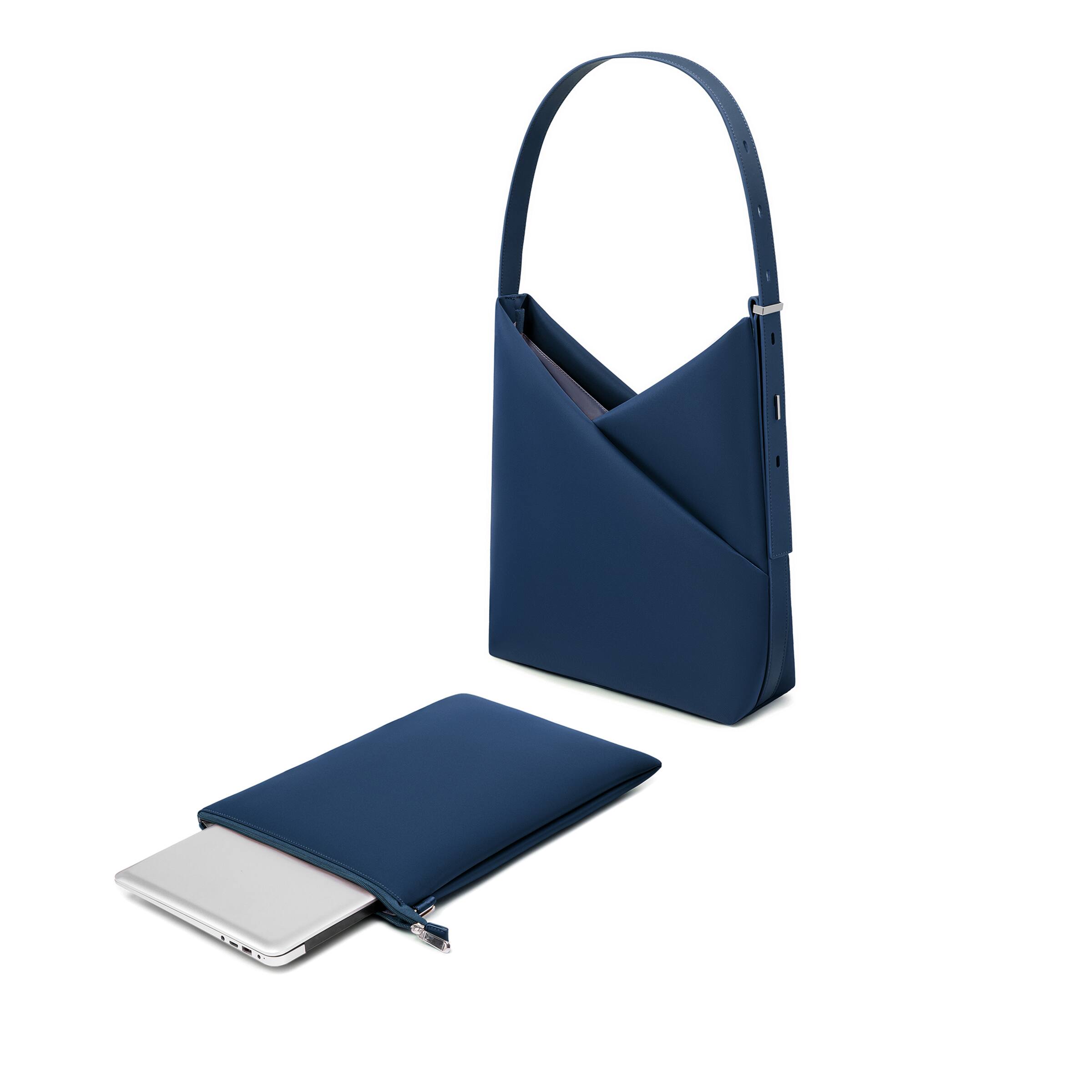 Alt View 4. Lux & Nyx - Lux & Nyx - Origami 15" Laptop Hobo Bag - Convertible Shoulder Bag - Navy.