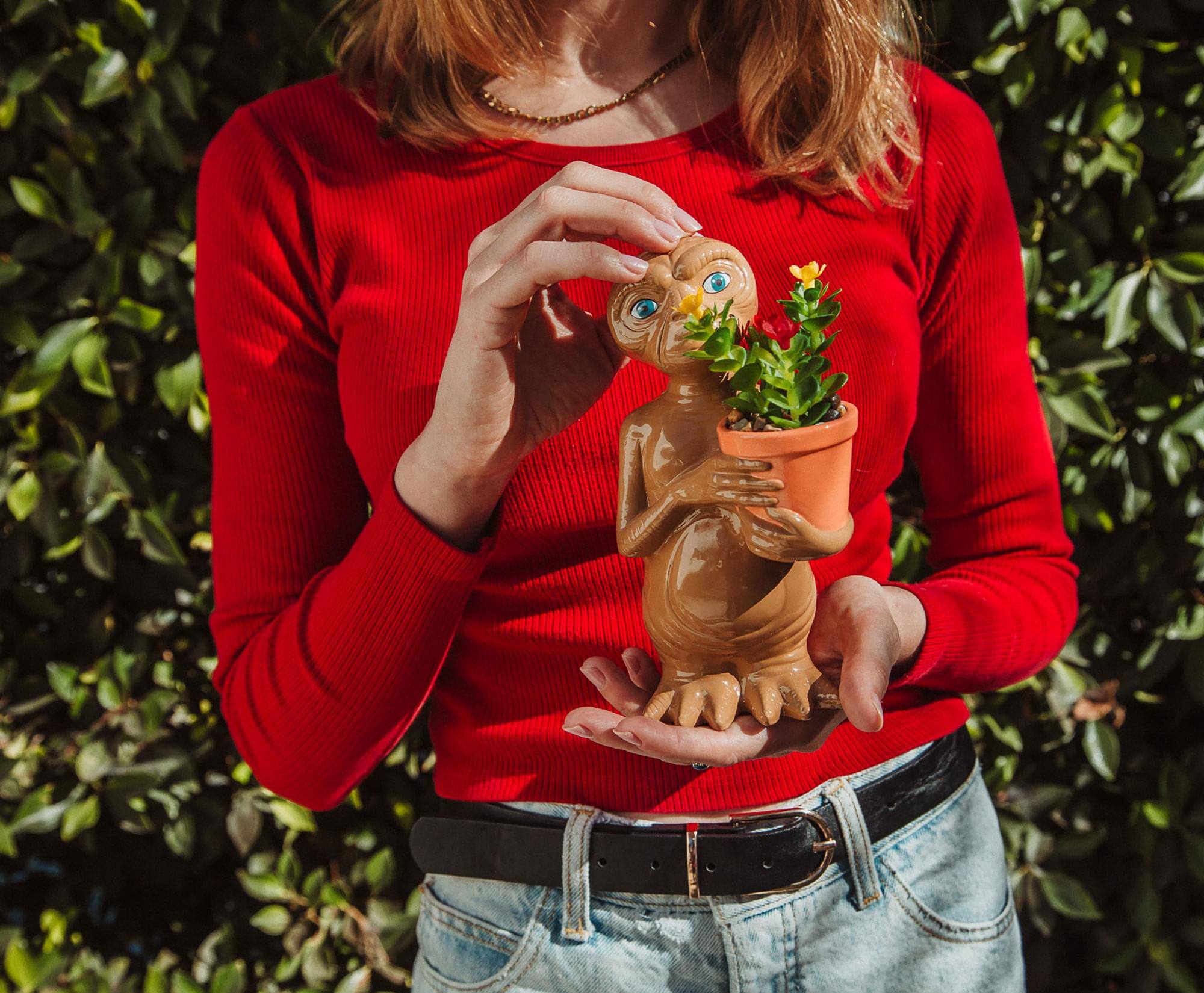Alt View 4. Silver Buffalo - E.T. The Extra-Terrestrial 7-Inch Ceramic Planter With Artificial Succulent - Brown.