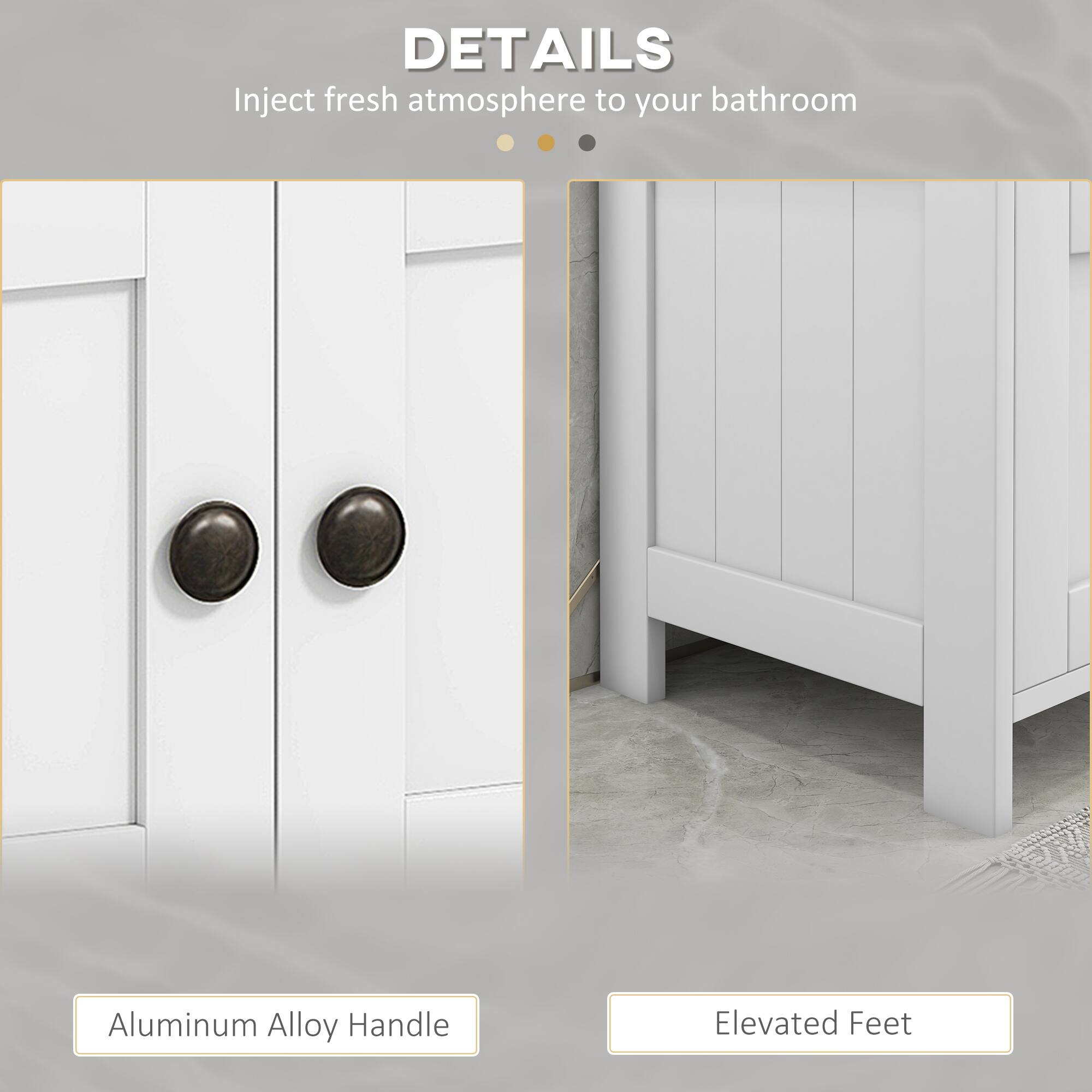 DETAILS
Inject fresh atmosphere to your bathroom
Aluminum Alloy Handle
Elevated Feet