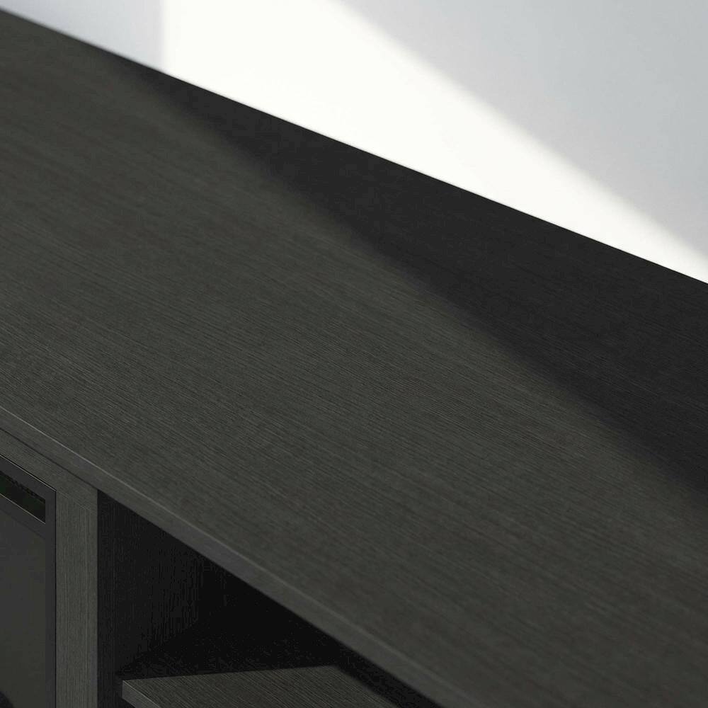 Alt View 4. FurniFact - Brown electric fireplace corner TV stand, up to 70-inch screen, rubberwood - Brown.
