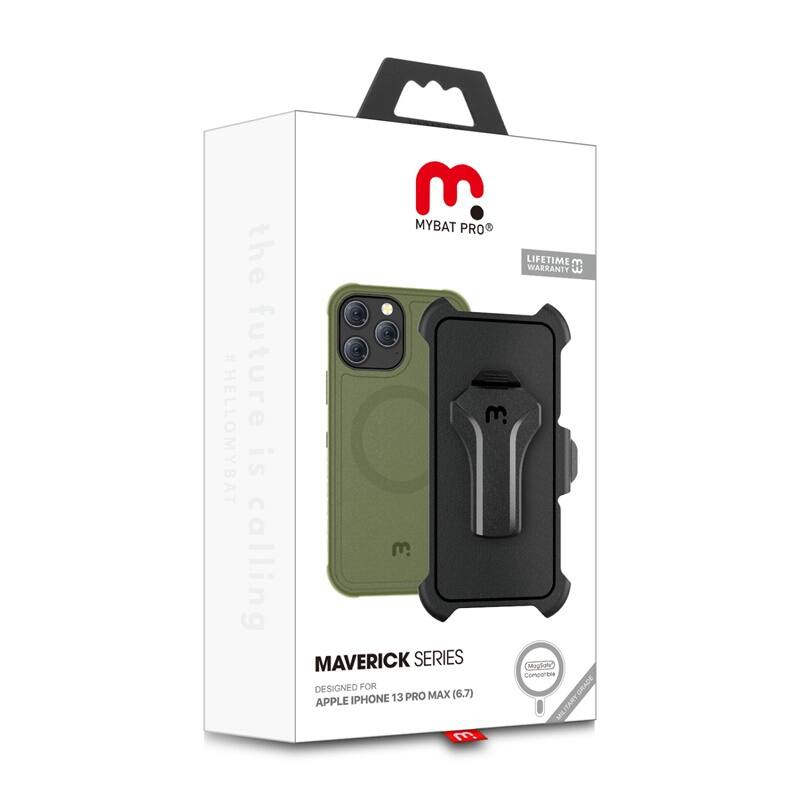 MYBAT PRO the future is calling MAVERICK SERIES DESIGNED FOR IPHONE 13 PRO MAX (6.7) APPLE LIFETIME WARRANTY CMogito Conpartie MILITARYGRADE ONVDE MILI