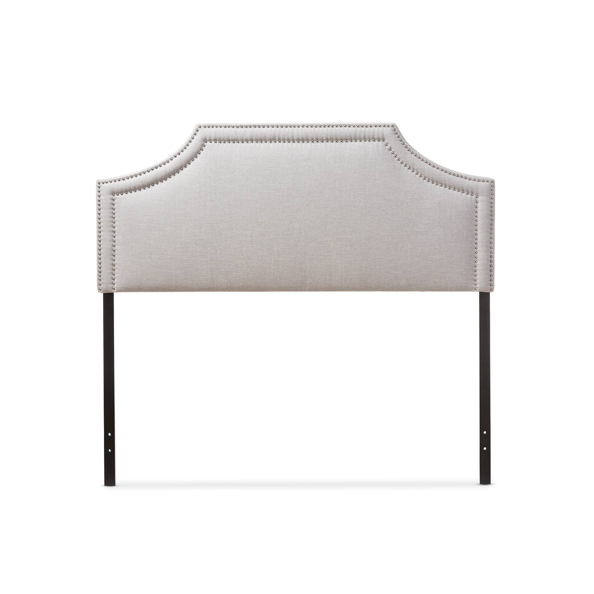 Front. Baxton Studio - Avignon Modern and Contemporary Fabric Upholstered Queen Size Headboard - Greyish Beige.