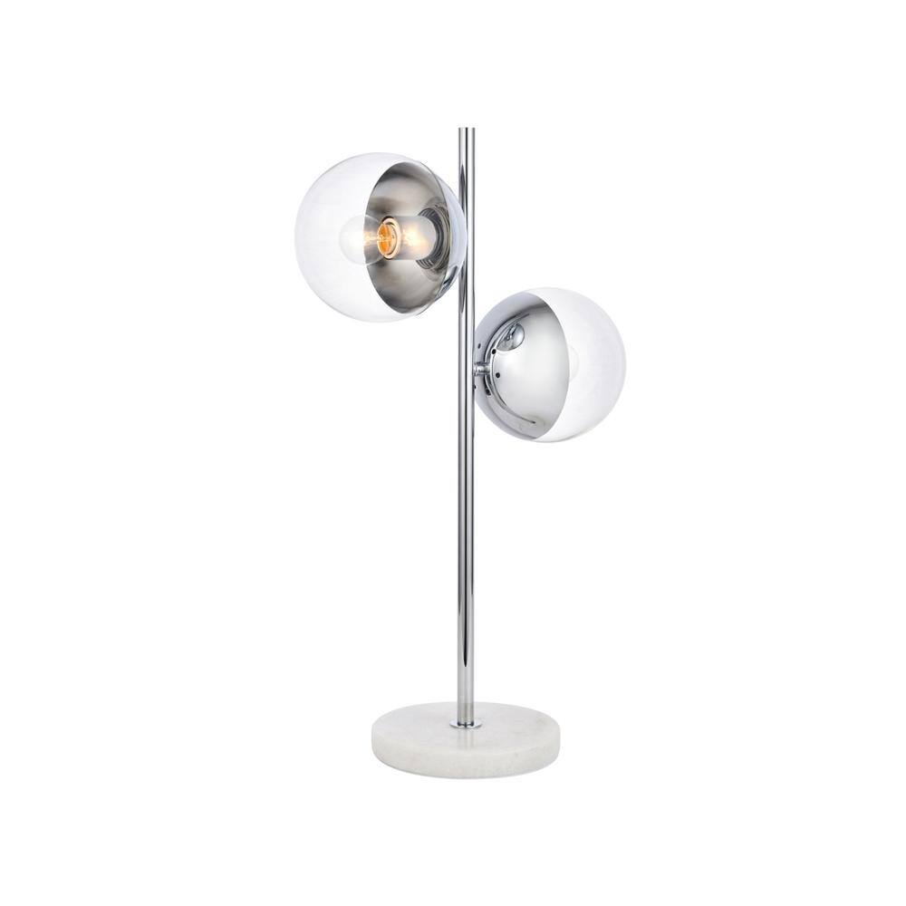 Alt View 1. Living District - Eclipse 2 Lights Chrome Table Lamp With Clear Glass - Chrome And Clear.