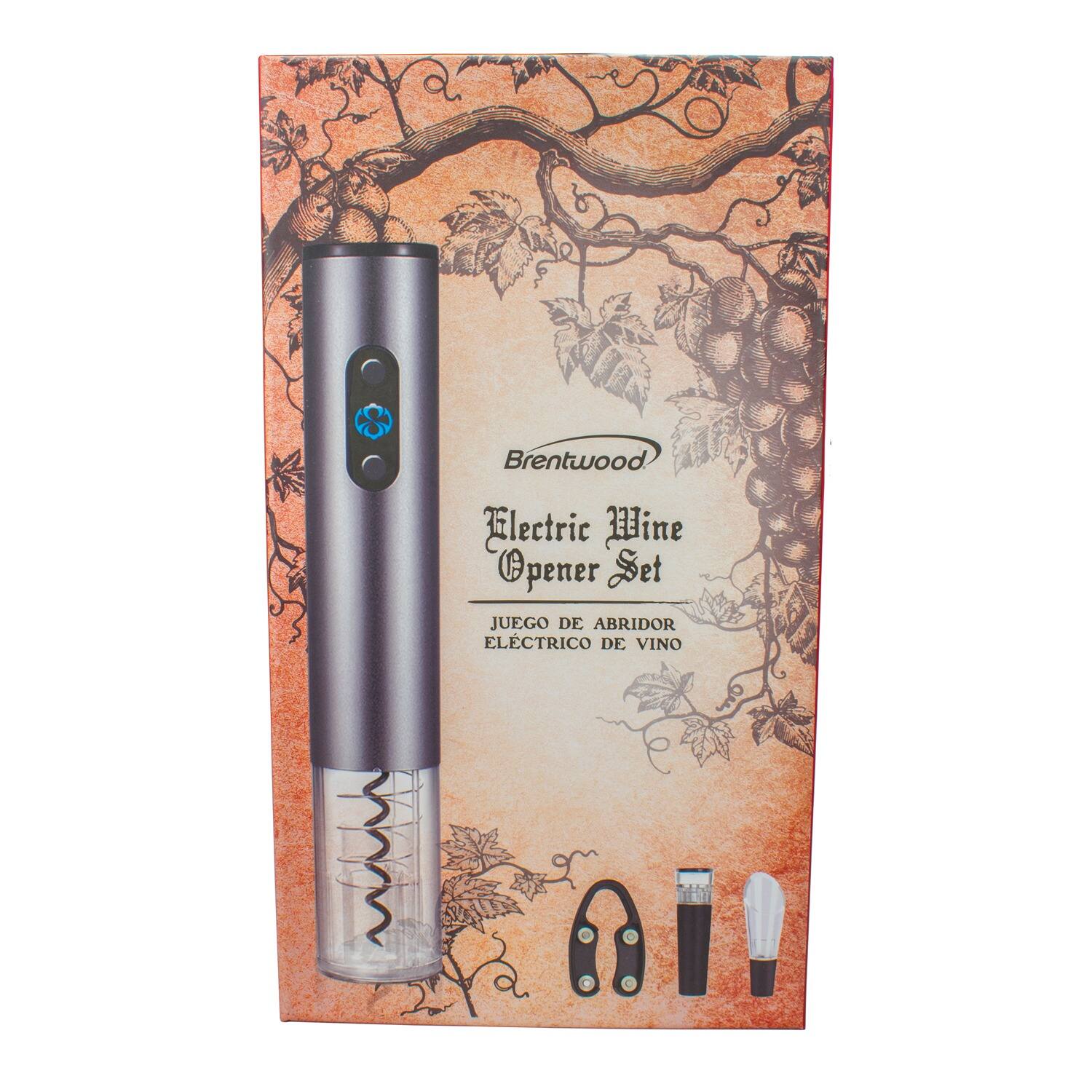 Brentwood  
Electric Wine Opener Set  
JUEGO DE ABRIDOR ELÉCTRICO DE VINO  
JUEGO DE ABRIDOR ELÉCTRICO DE VINO