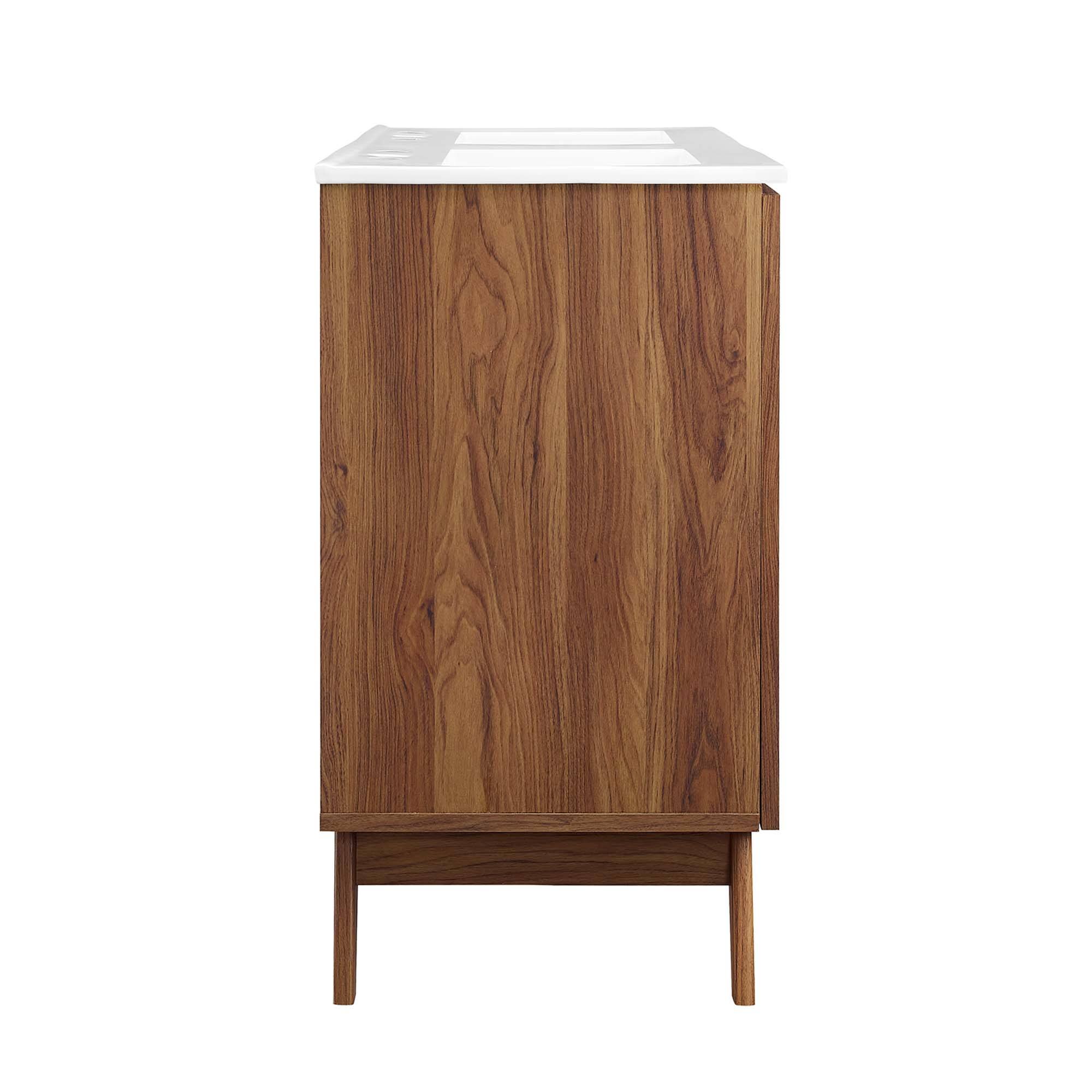 Alt View 4. Modway - Soma Bathroom Vanity with White Basin Included by Modway - Walnut White.