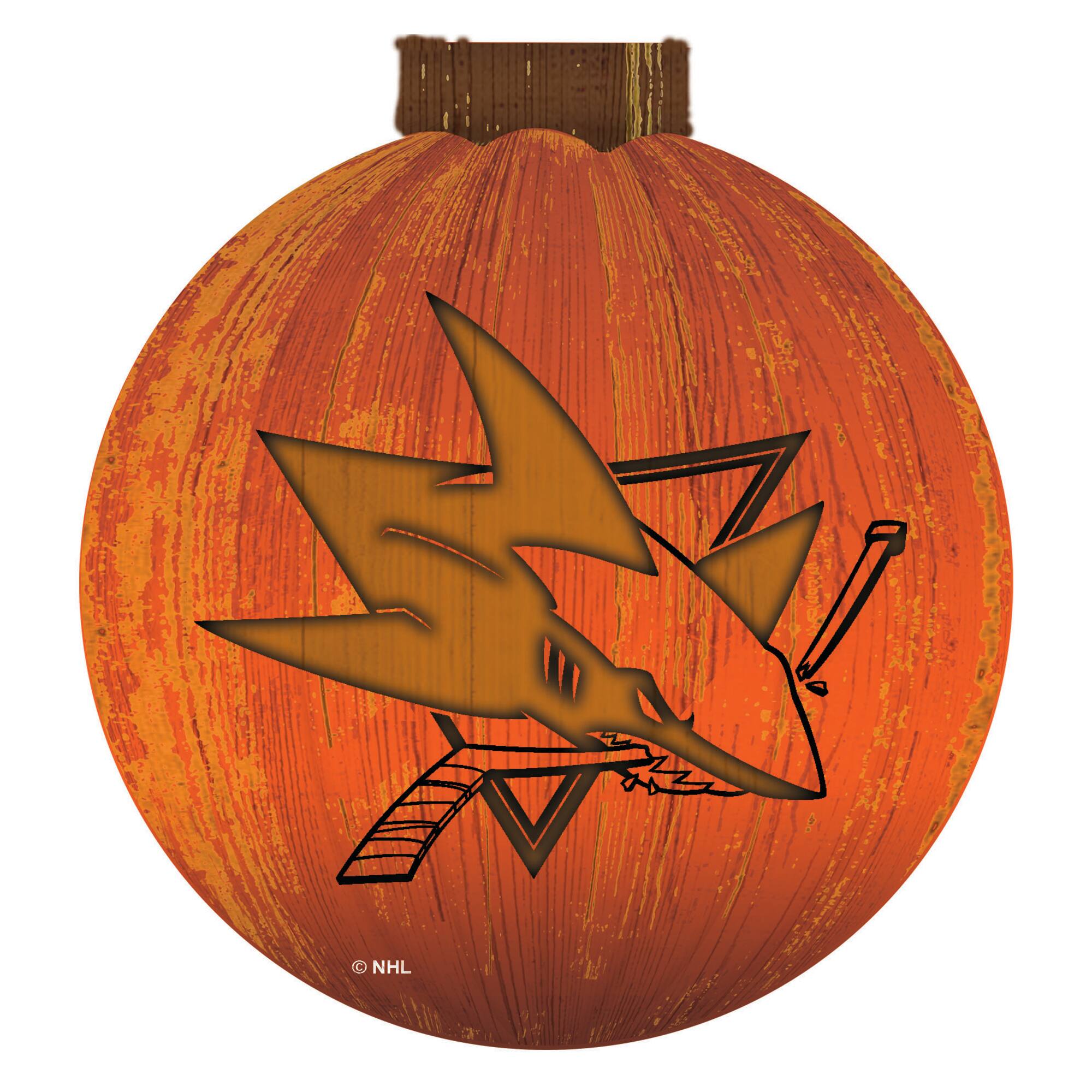 Front. Fan Creations - San Jose Sharks 12'' Pumpkin Sign - Orange.